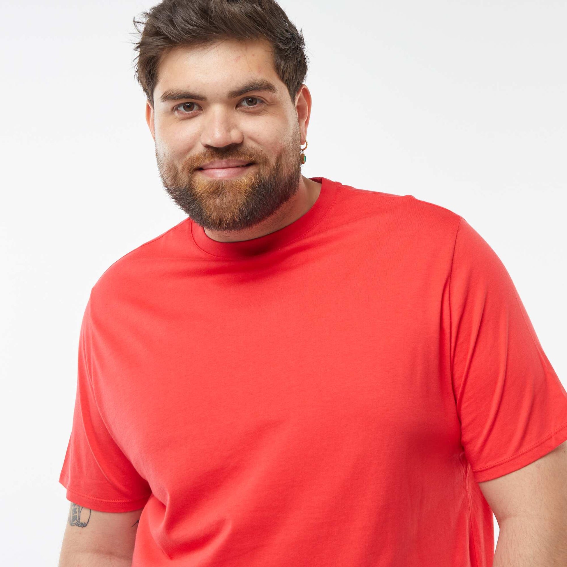 T-shirt uni en maille jersey ROUGE