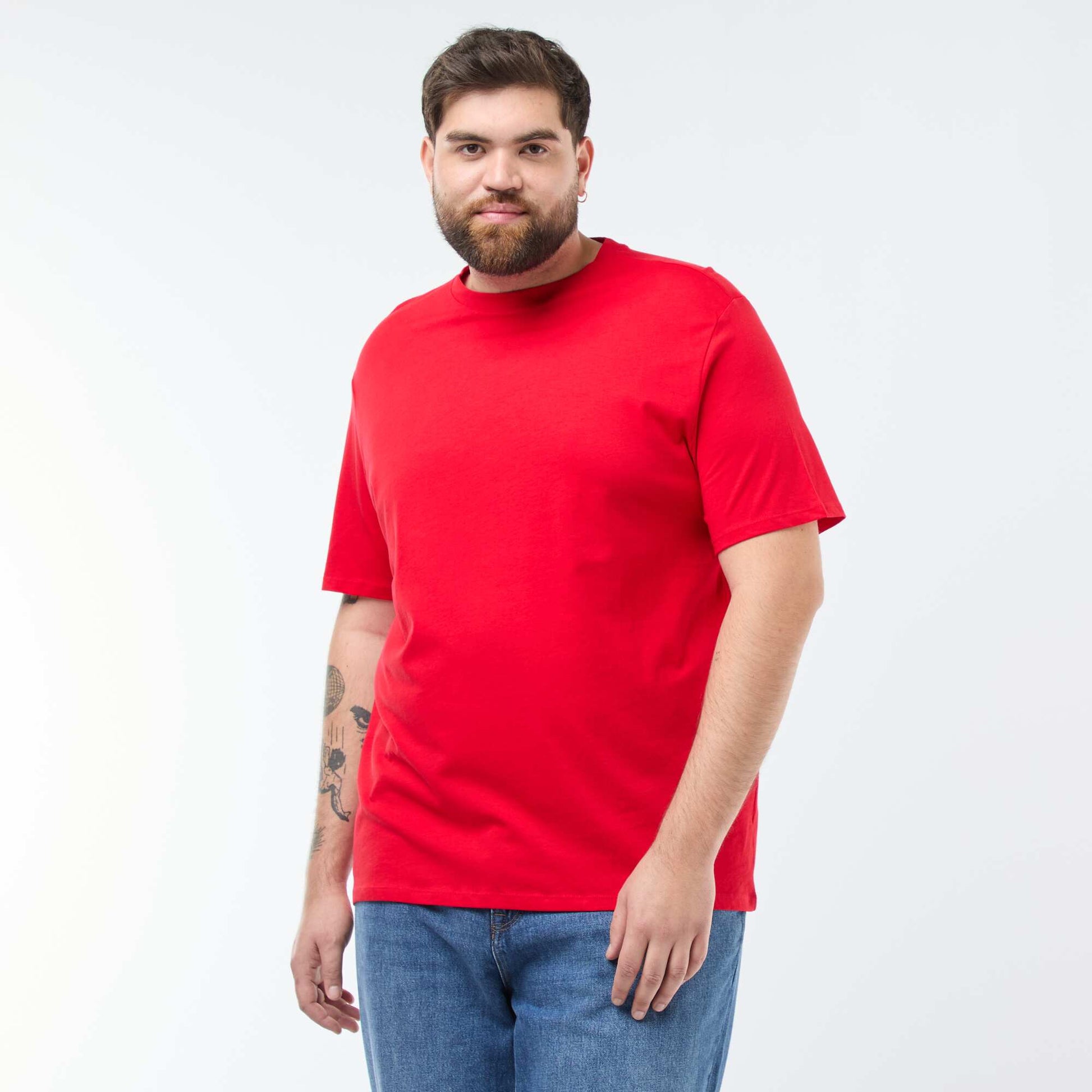 T-shirt uni en maille jersey ROUGE