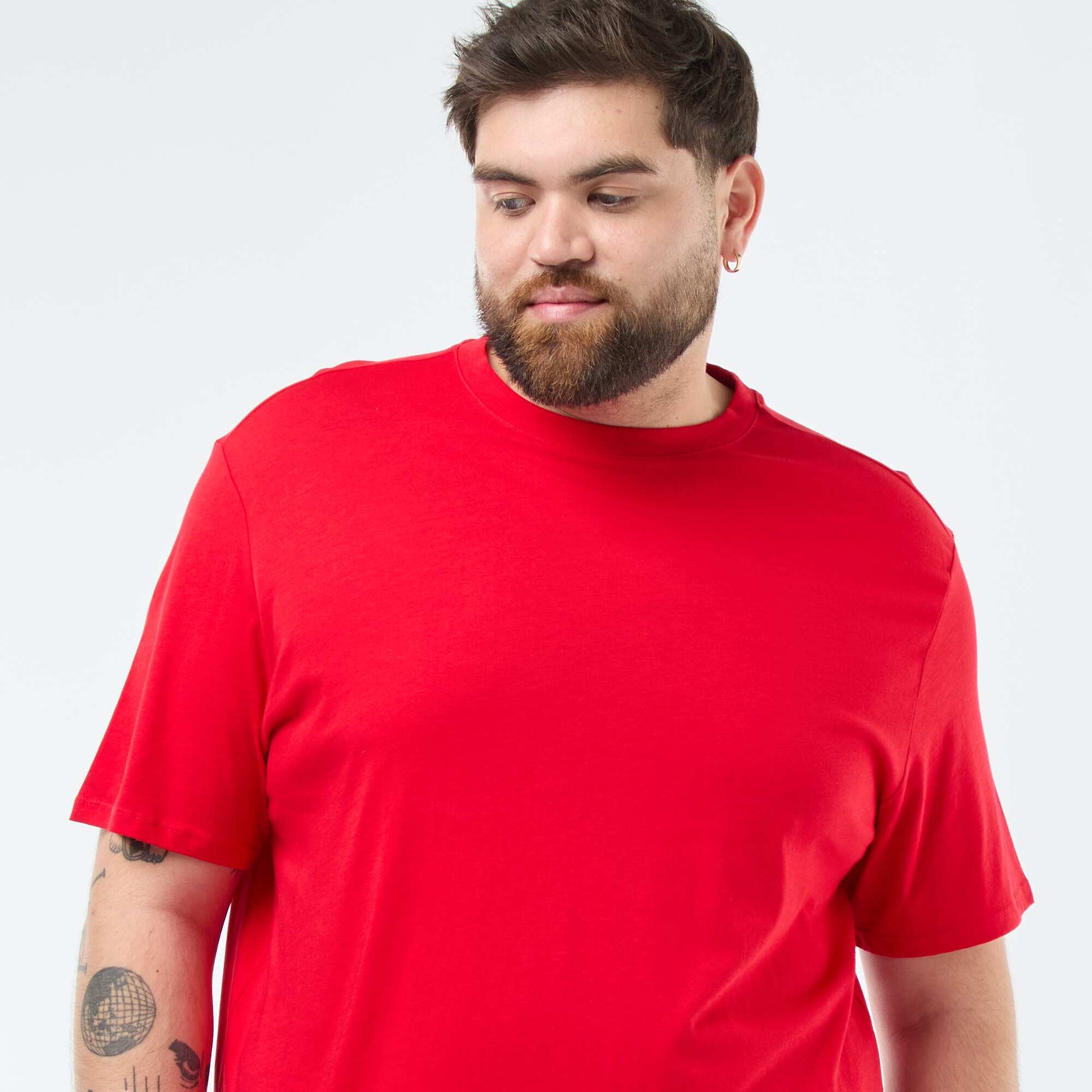 T-shirt uni en maille jersey ROUGE