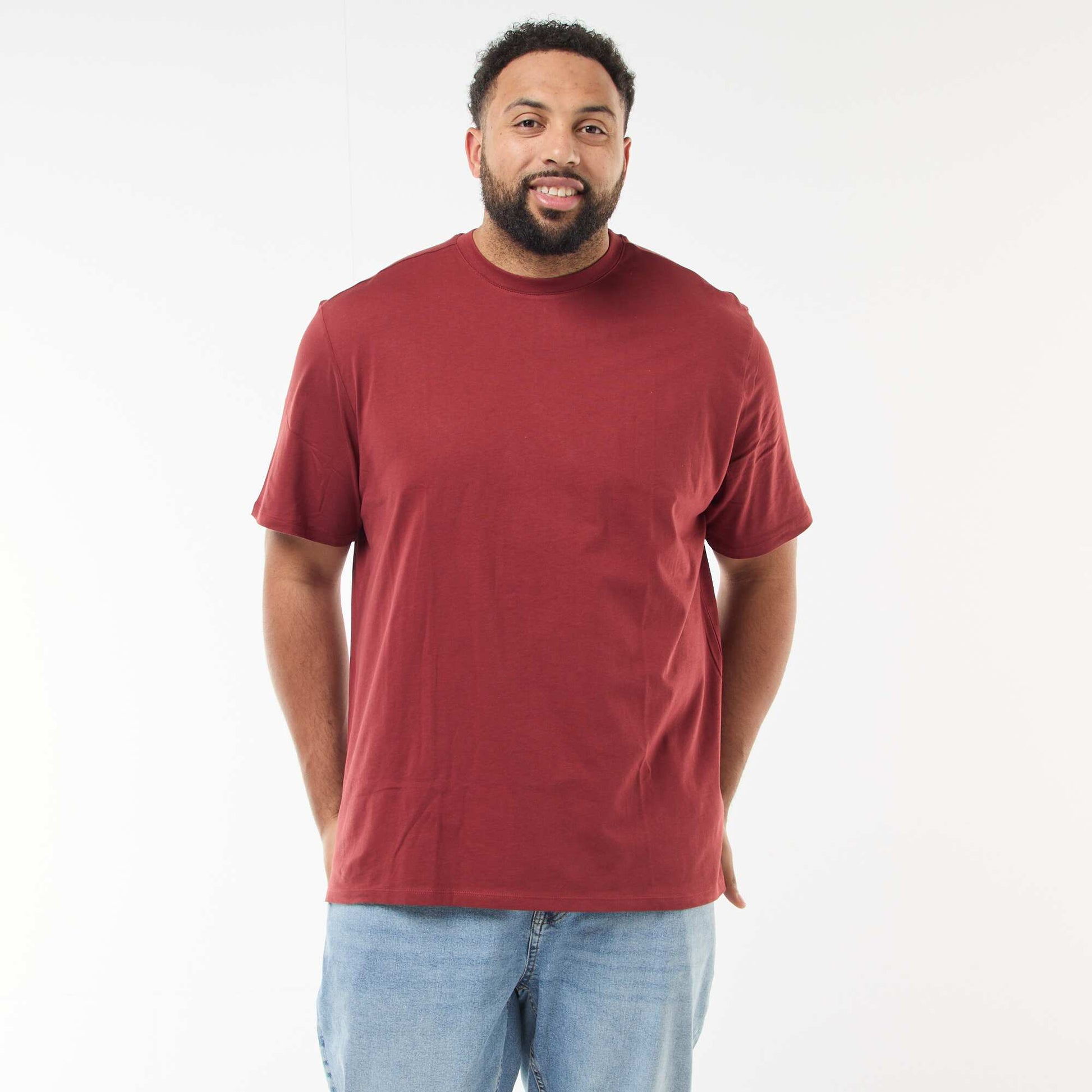 T-shirt uni en maille jersey ROUGE