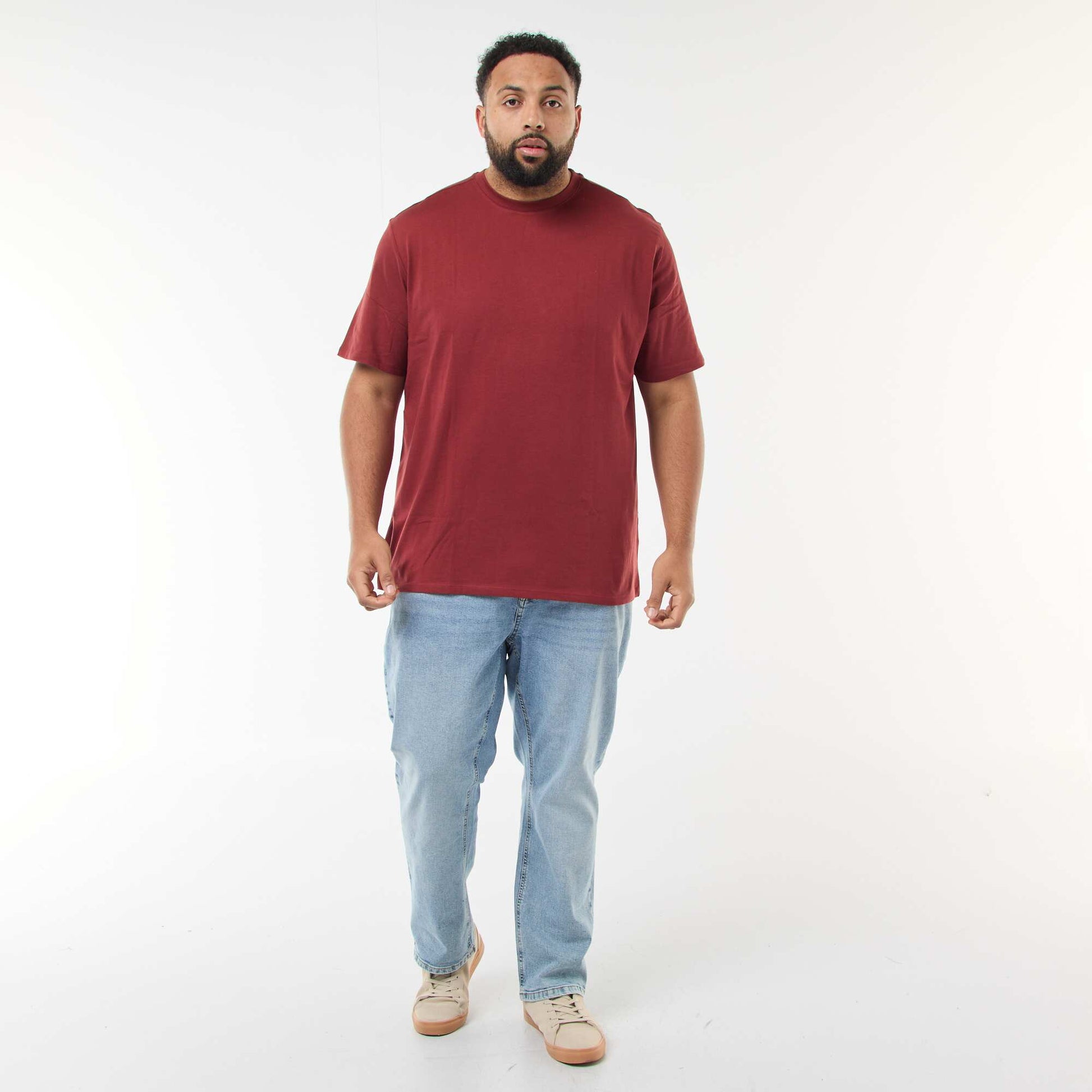 T-shirt uni en maille jersey ROUGE