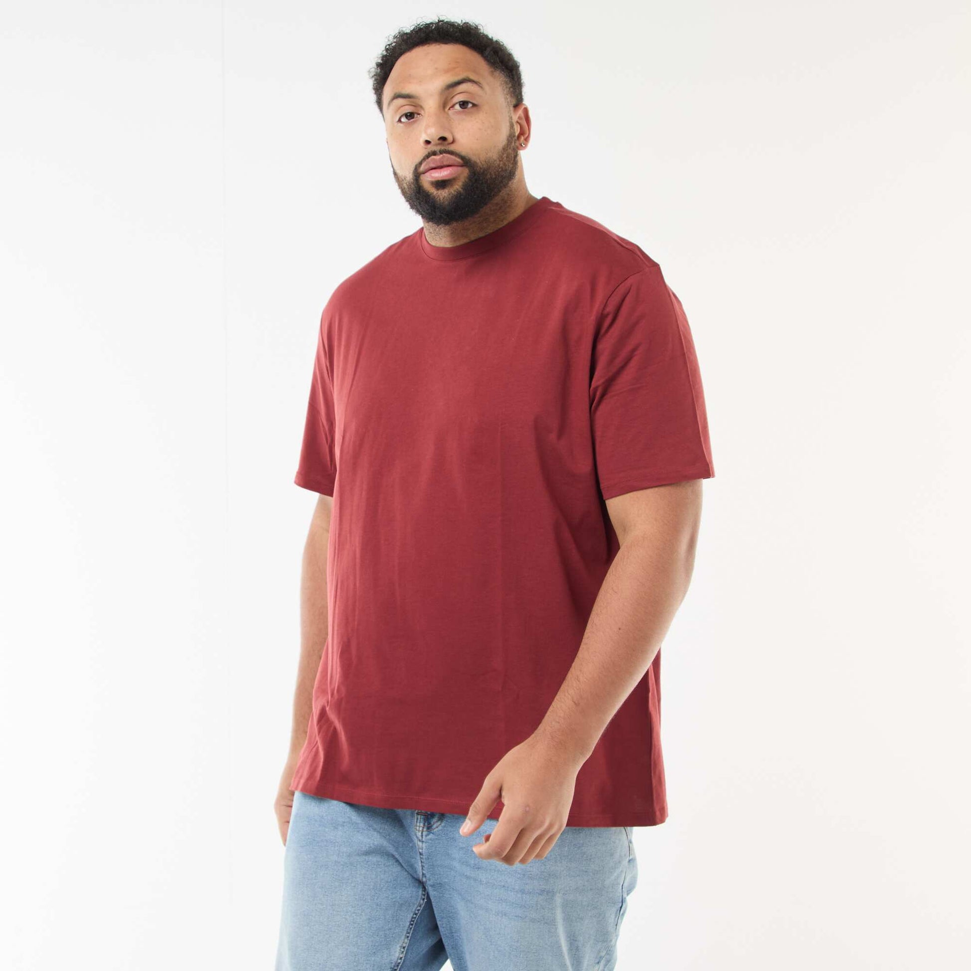 T-shirt uni en maille jersey ROUGE
