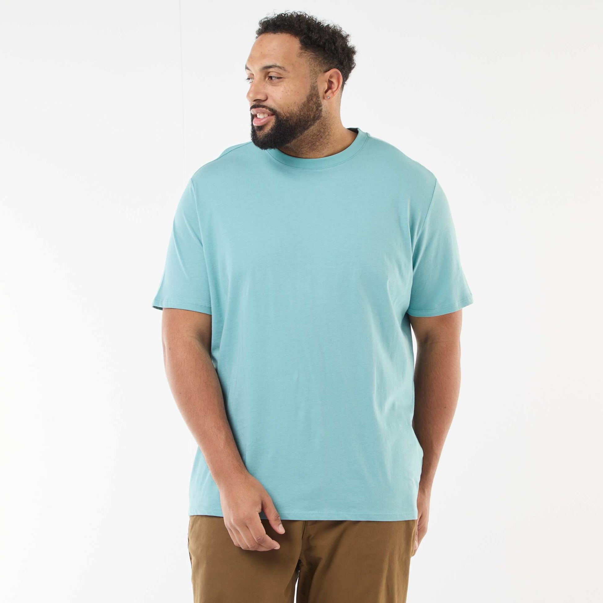 T-shirt uni en maille jersey BLEU