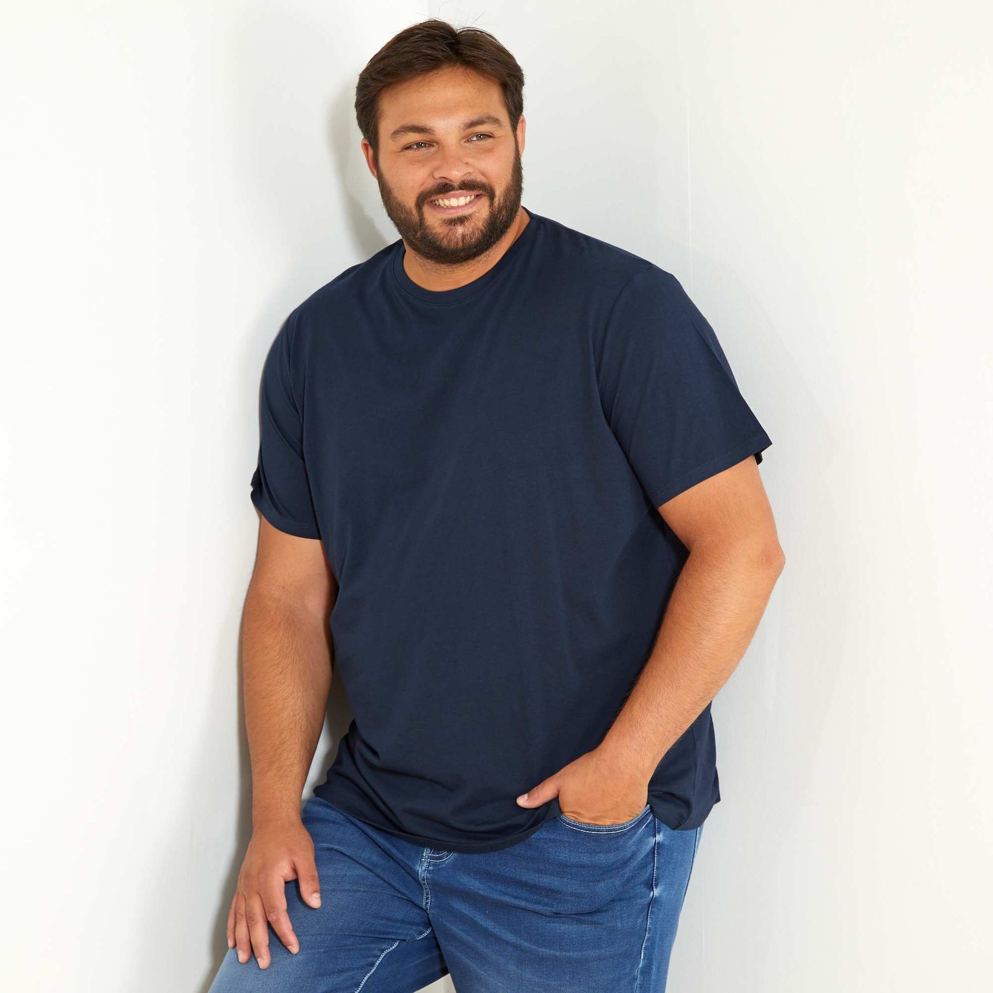 T-shirt uni en maille jersey BLEU