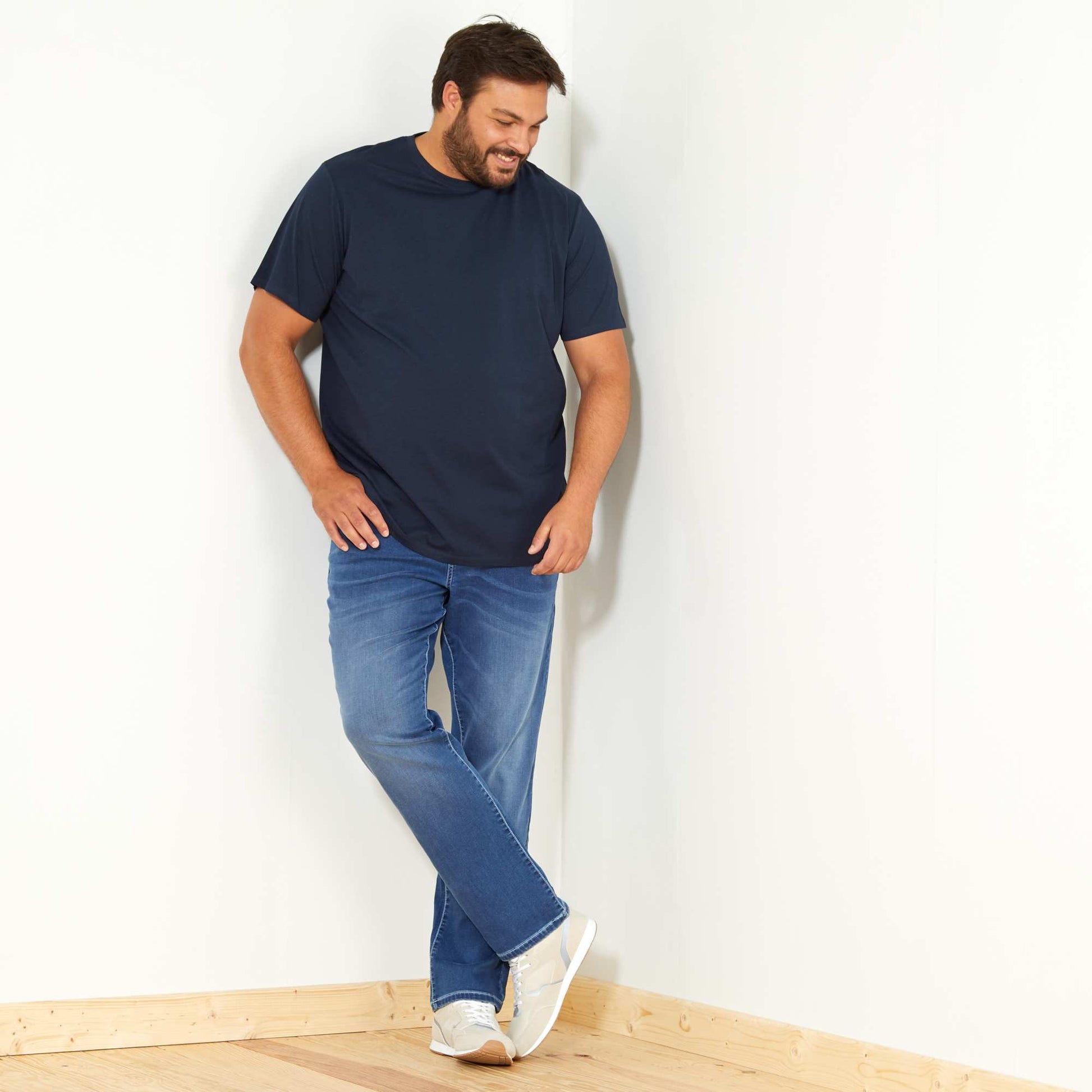 T-shirt uni en maille jersey BLEU