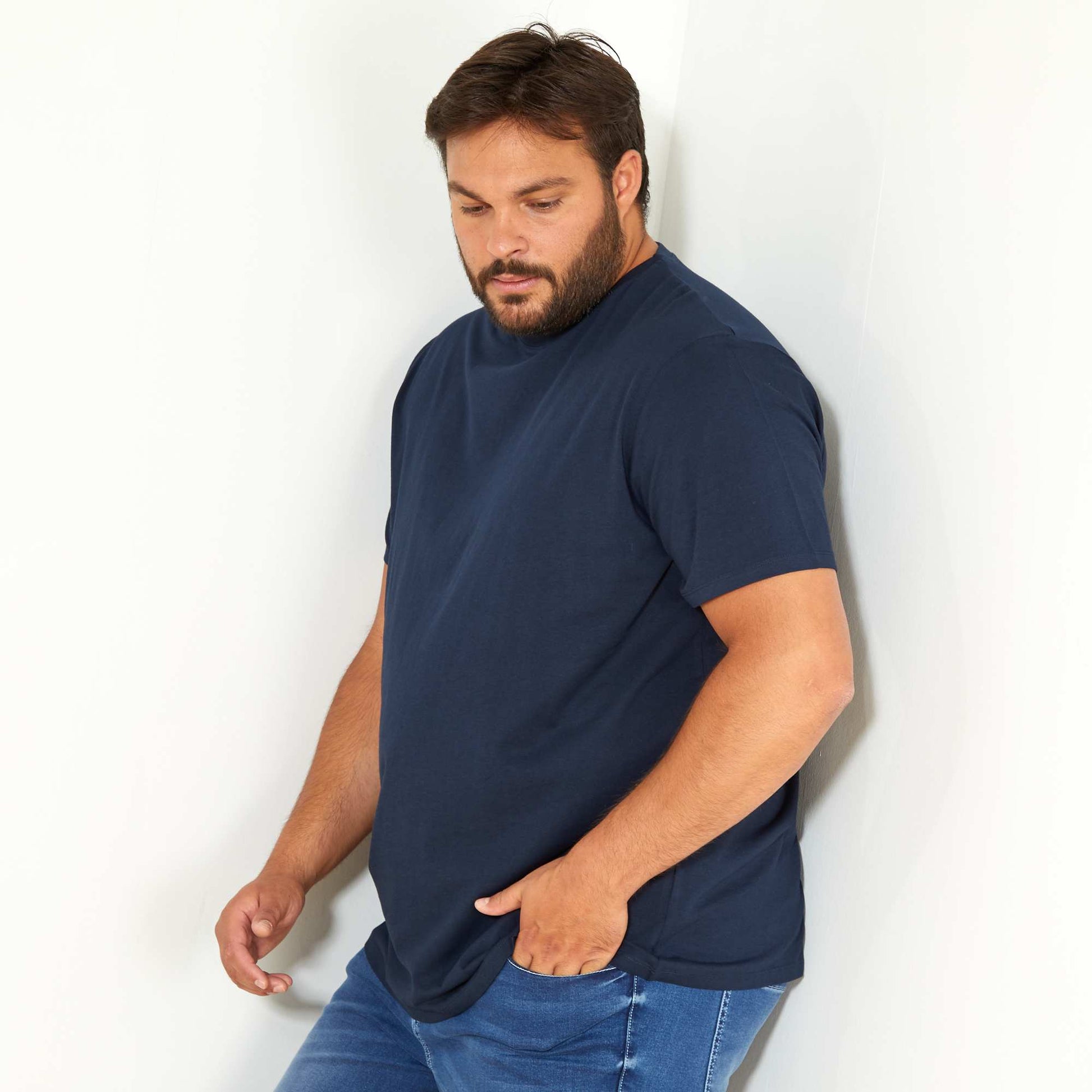 T-shirt uni en maille jersey BLEU
