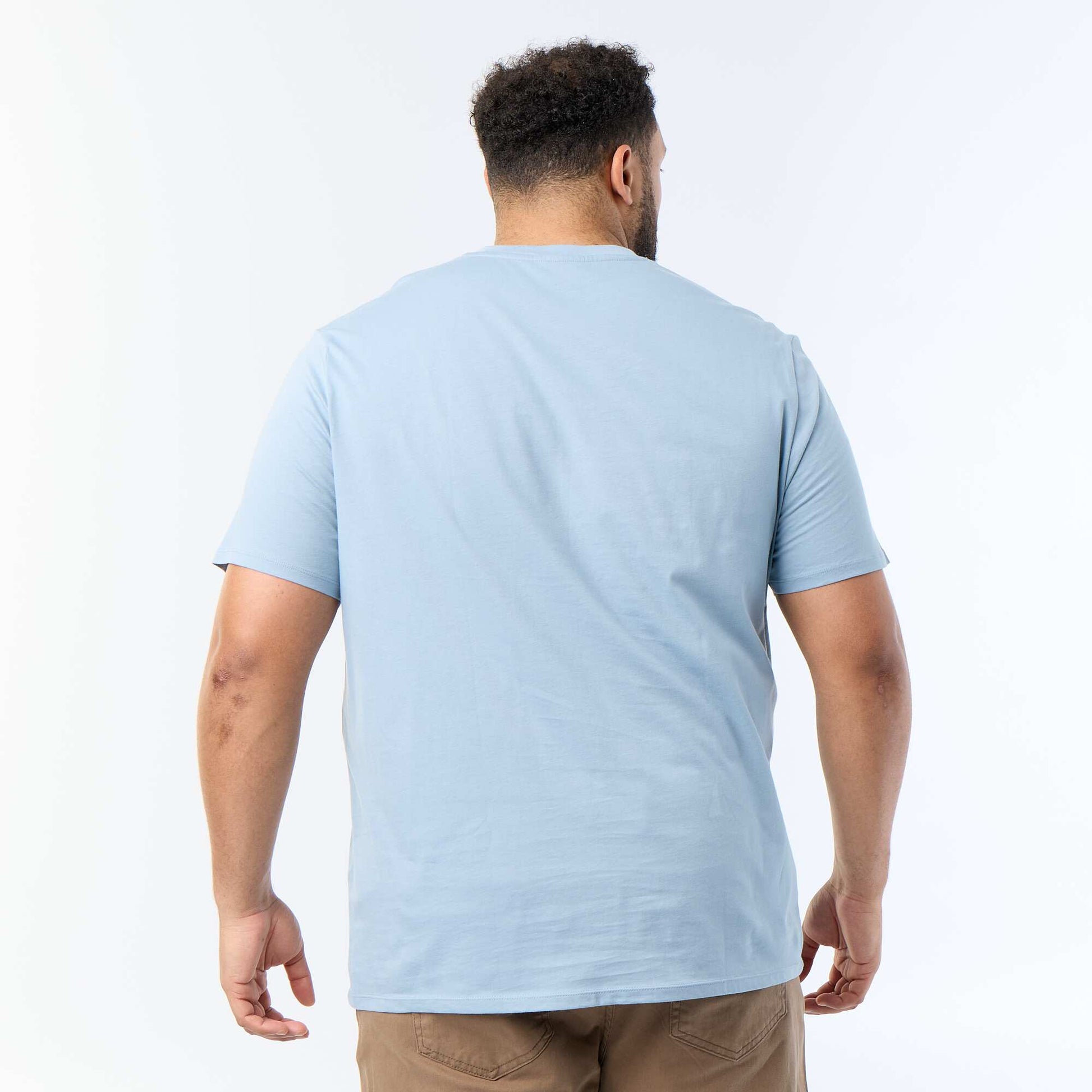 T-shirt en jersey à col V BLEU