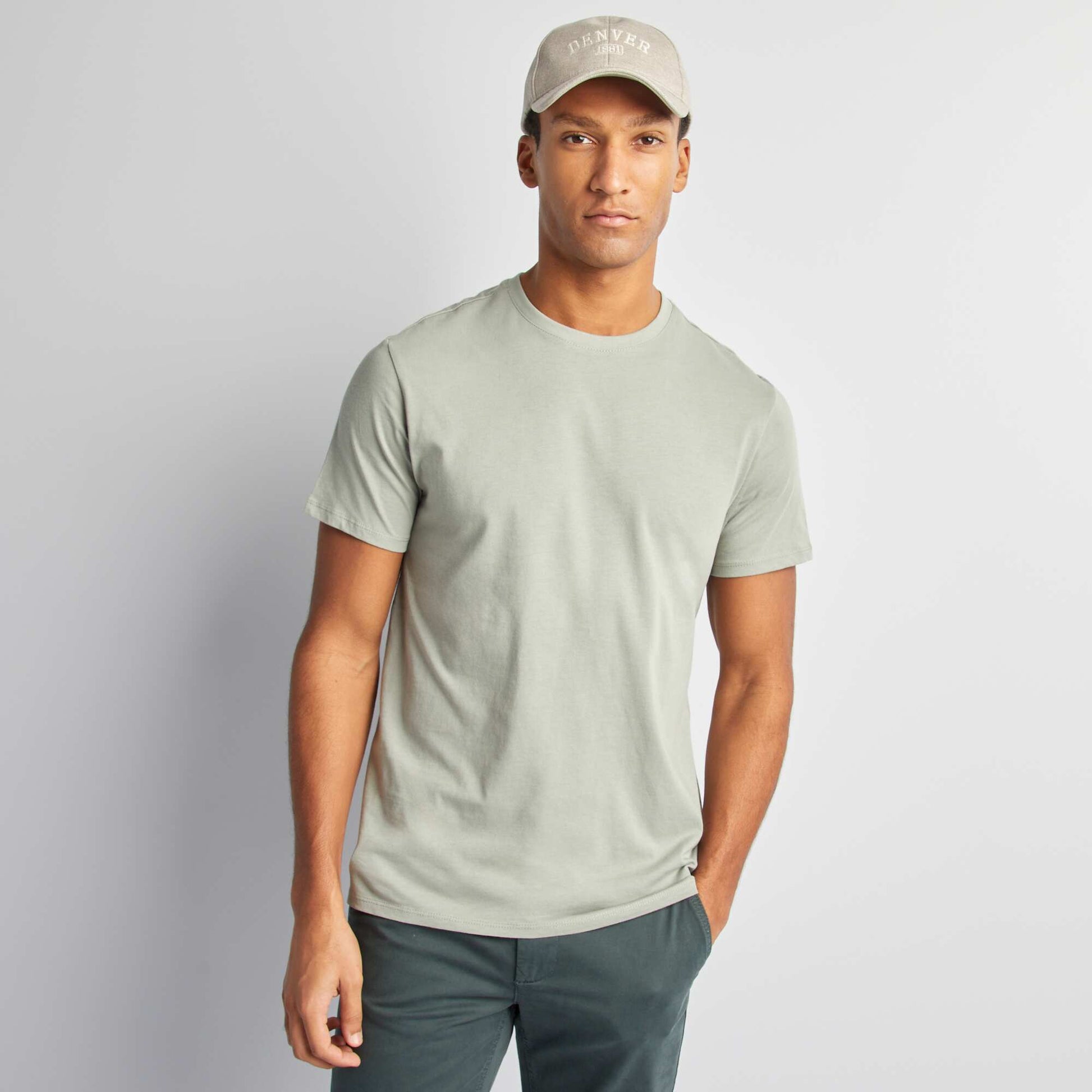 T-shirt droit en jersey uni VERT