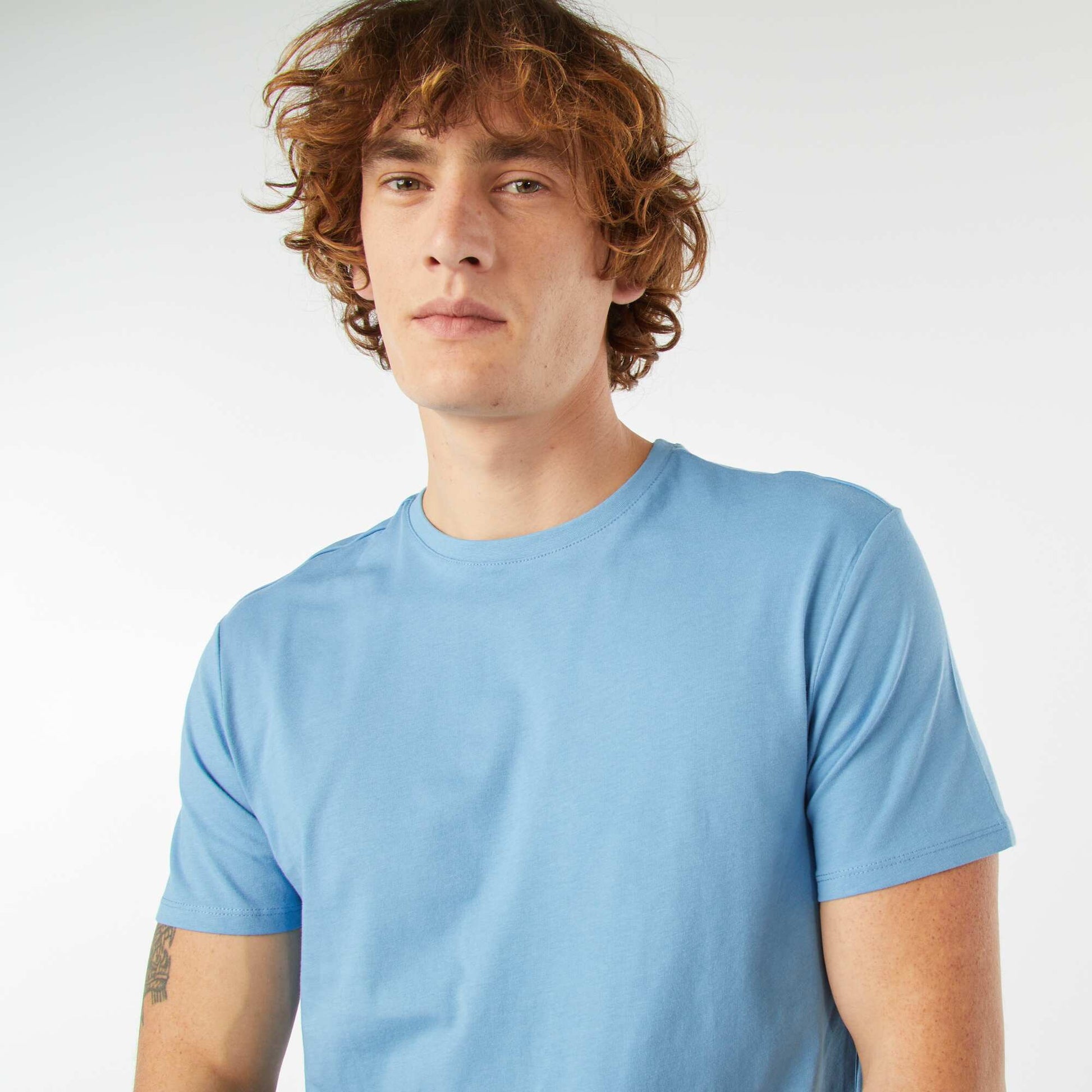 T-shirt droit en jersey uni BLEU CLAIR