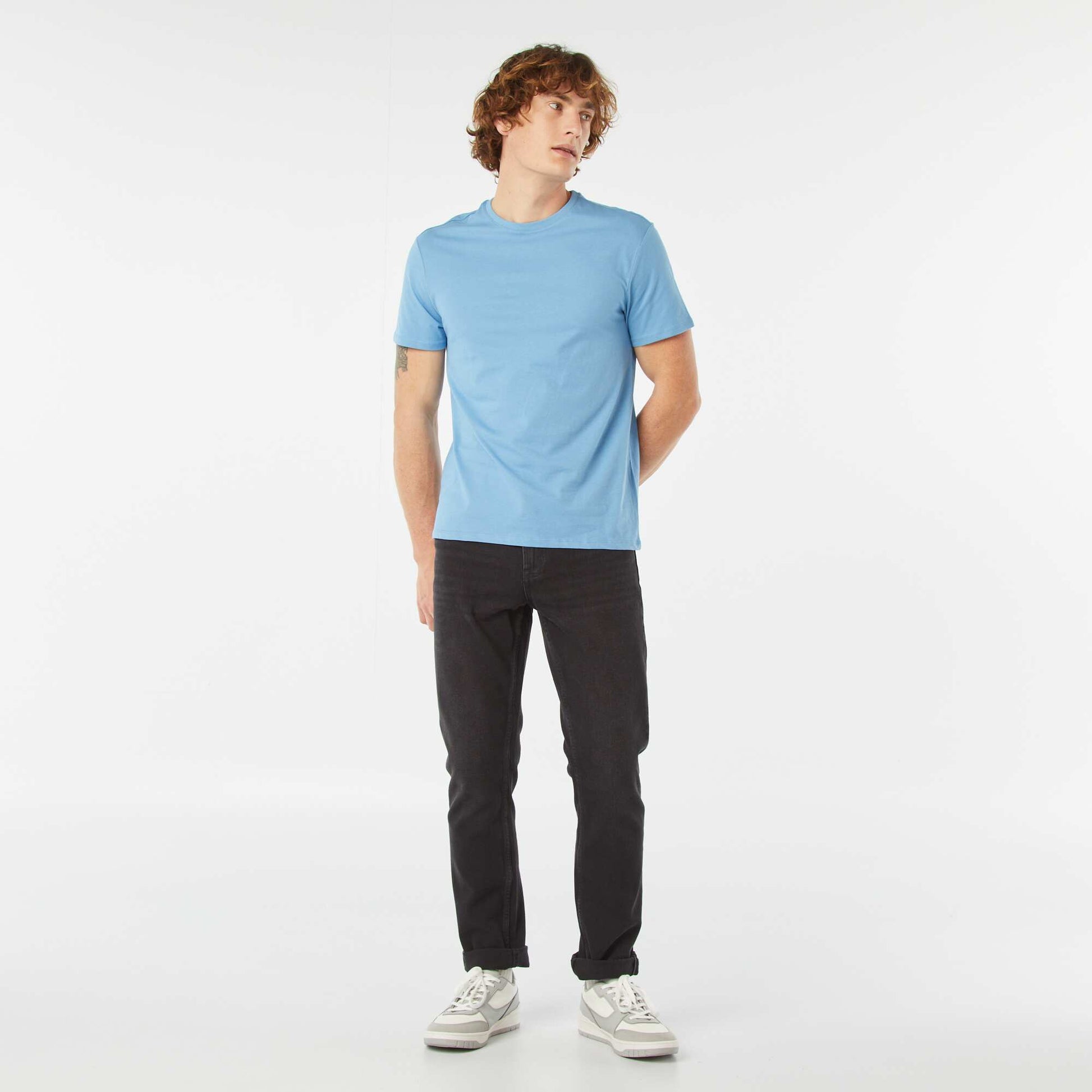 T-shirt droit en jersey uni BLEU CLAIR