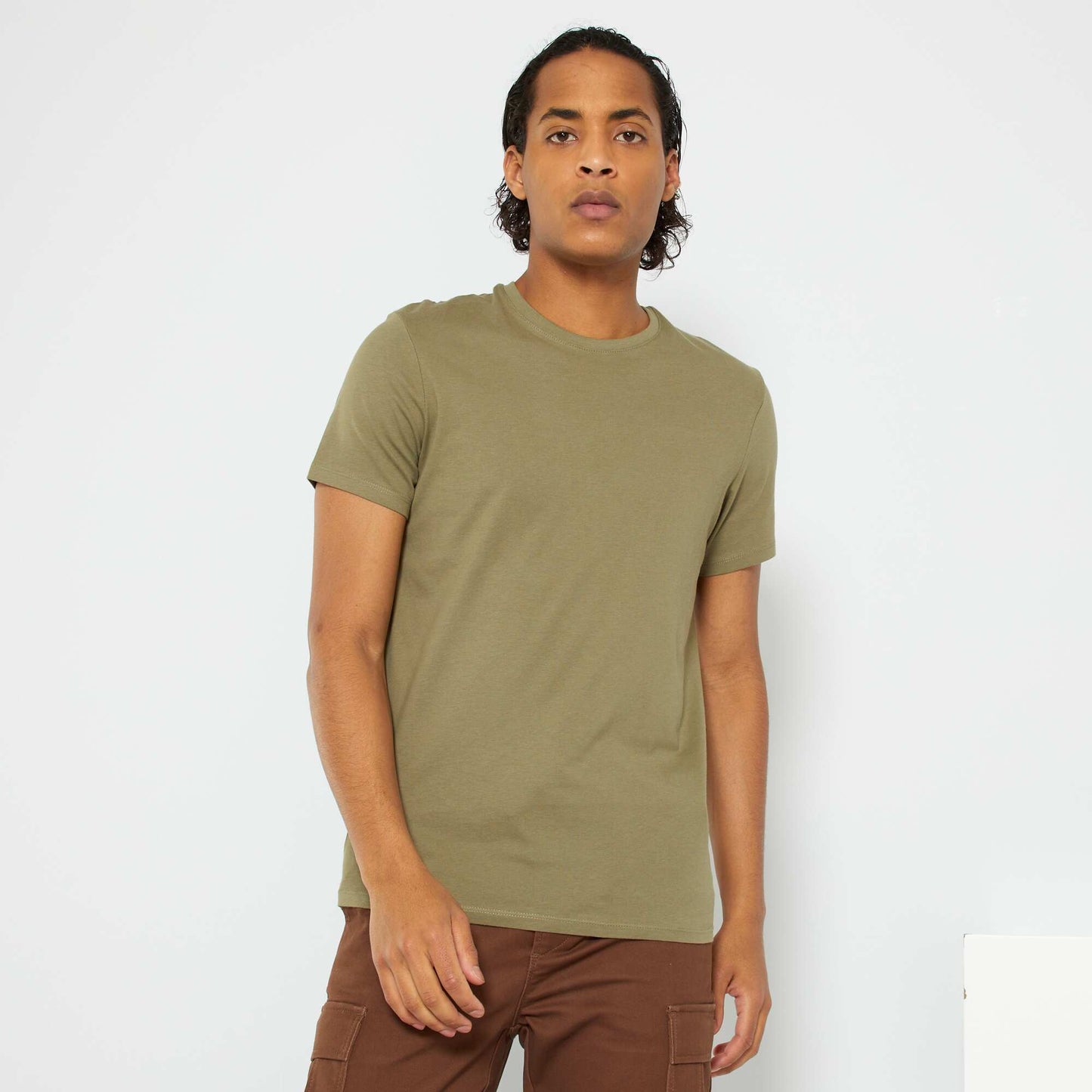 T-shirt droit en jersey uni KAKI