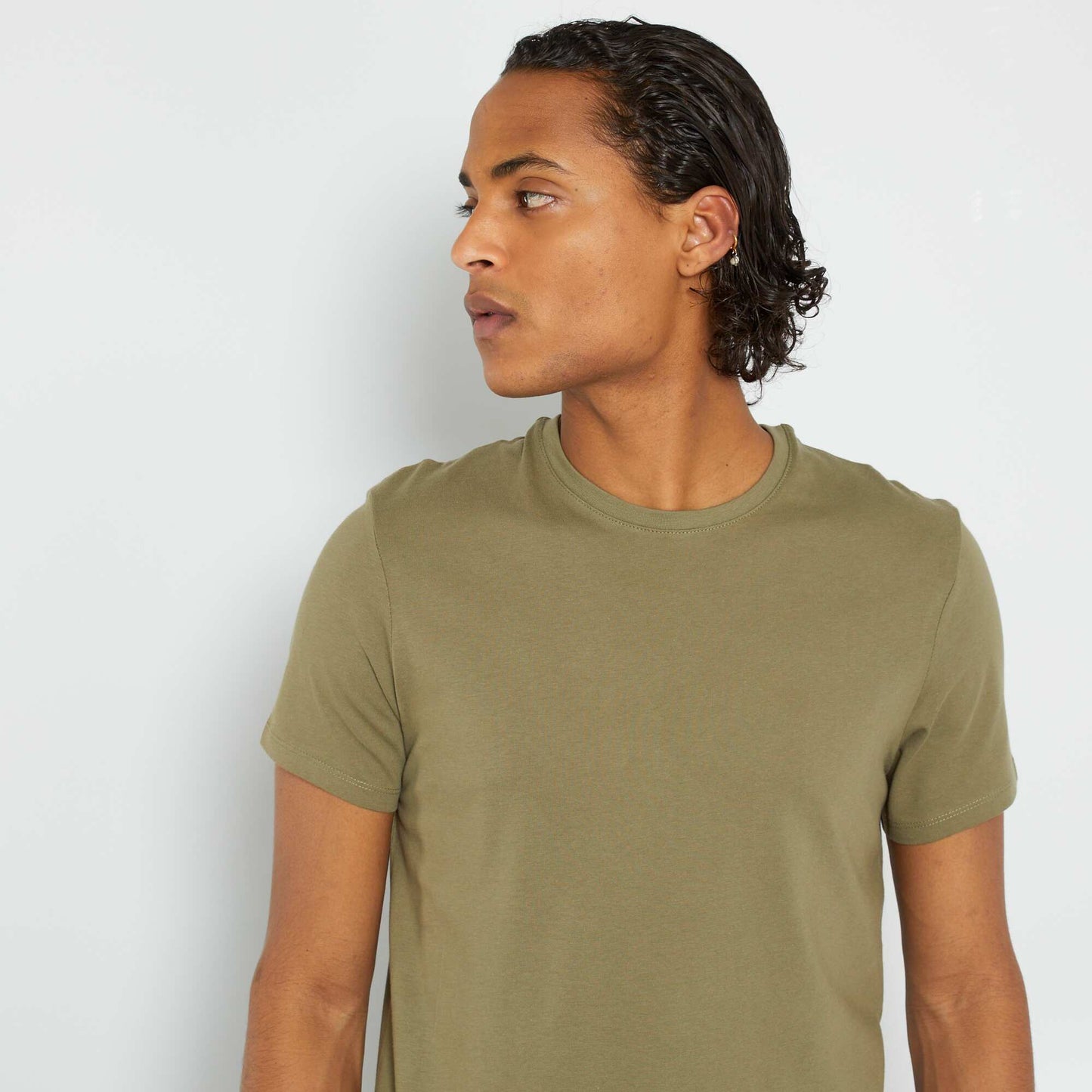 T-shirt droit en jersey uni KAKI
