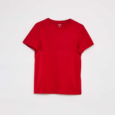 T-shirt basique en jersey uni ROUGE