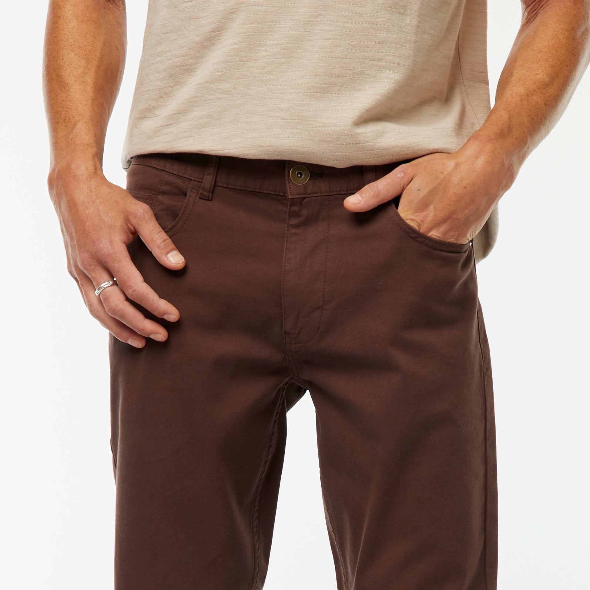 Chino slim 5 poches - L32 MARRON