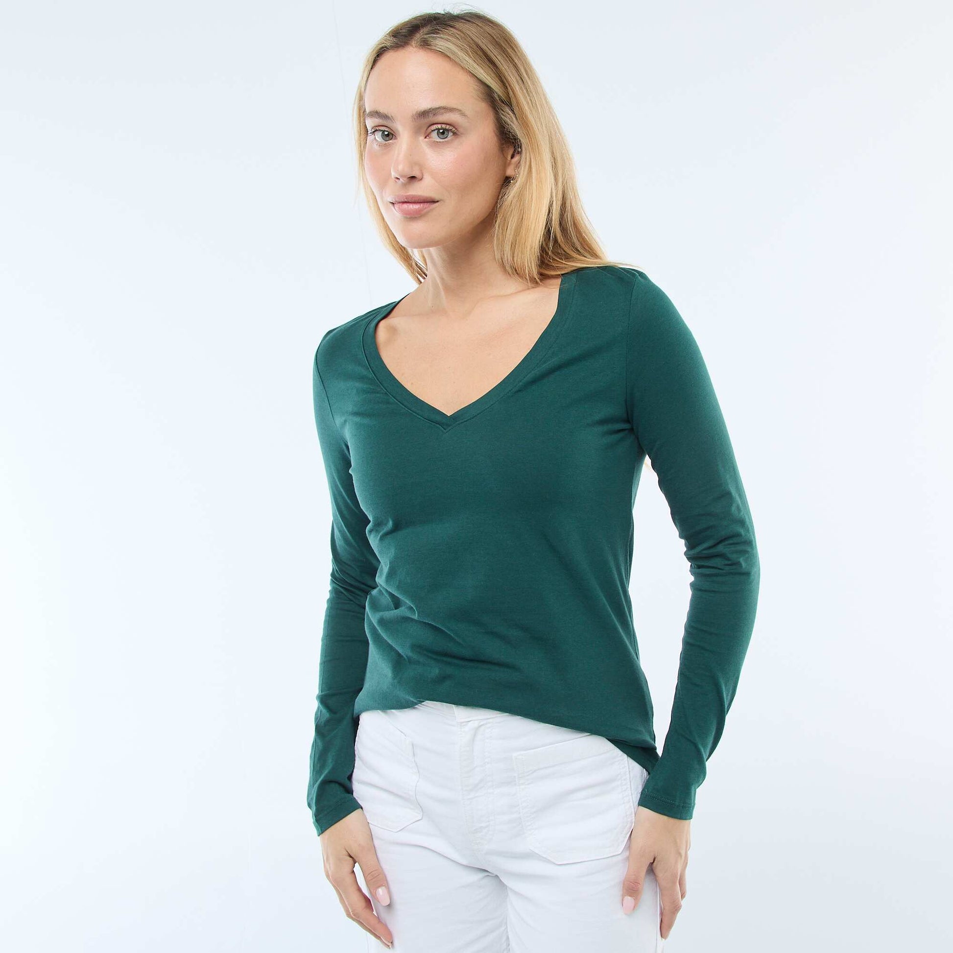 T-shirt col V VERT