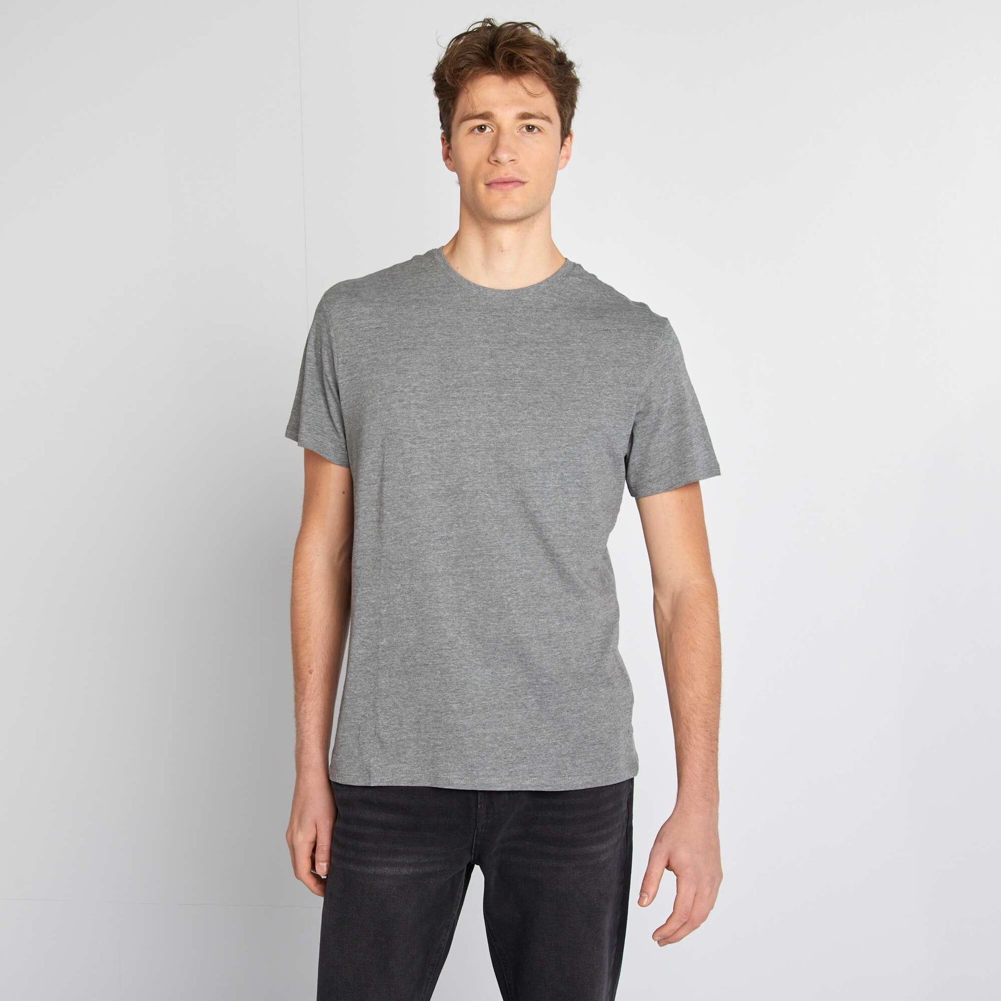 T-shirt uni pur coton +1m90 GRIS CHINé