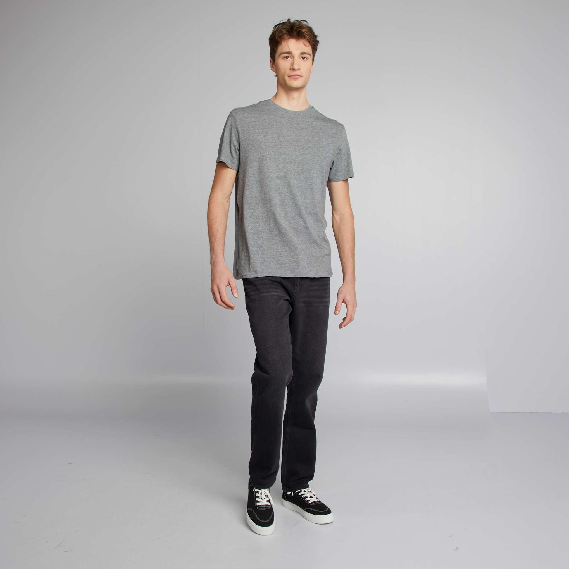 T-shirt uni pur coton +1m90 GRIS CHINé