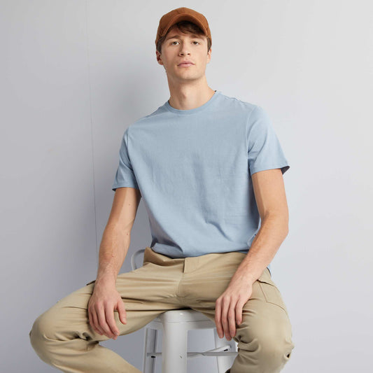 T-shirt uni pur coton +1m90 BLEU GRIS