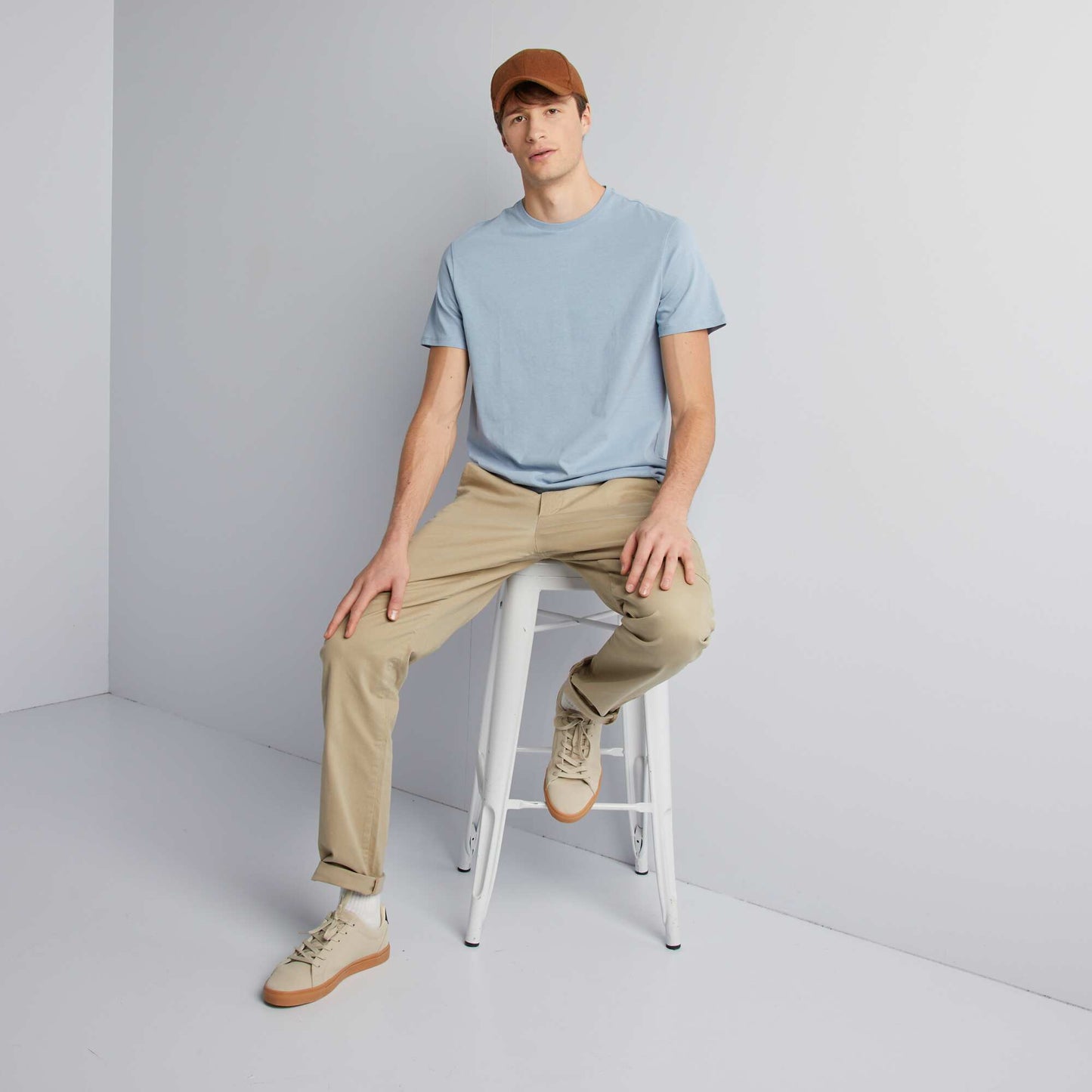 T-shirt uni pur coton +1m90 BLEU GRIS