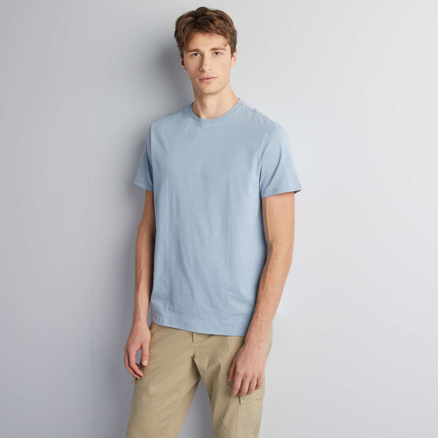 T-shirt uni pur coton +1m90 BLEU GRIS