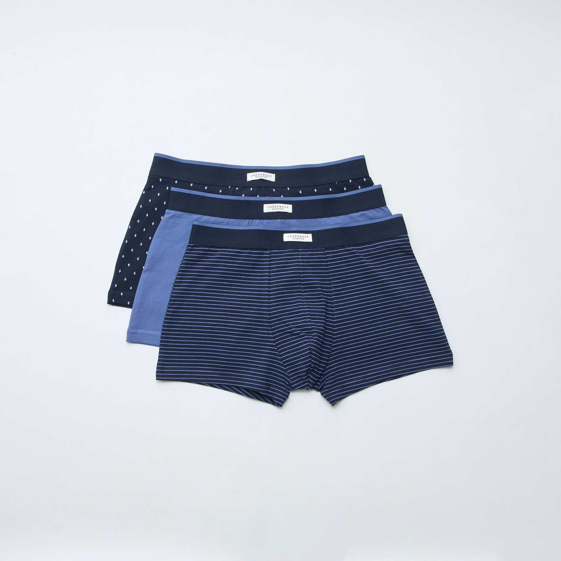 Lot 3 boxers stretch BLEU