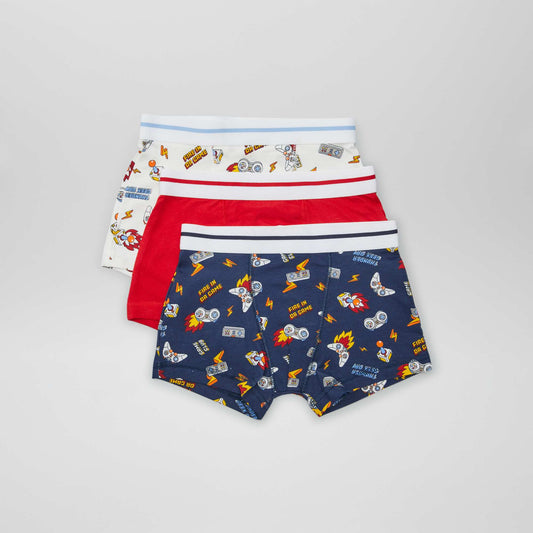 Lot de 3 boxers Bleu marine/rouge/blanc