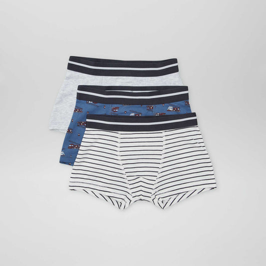 Lot de 3 boxers Bleu/blanc/gris