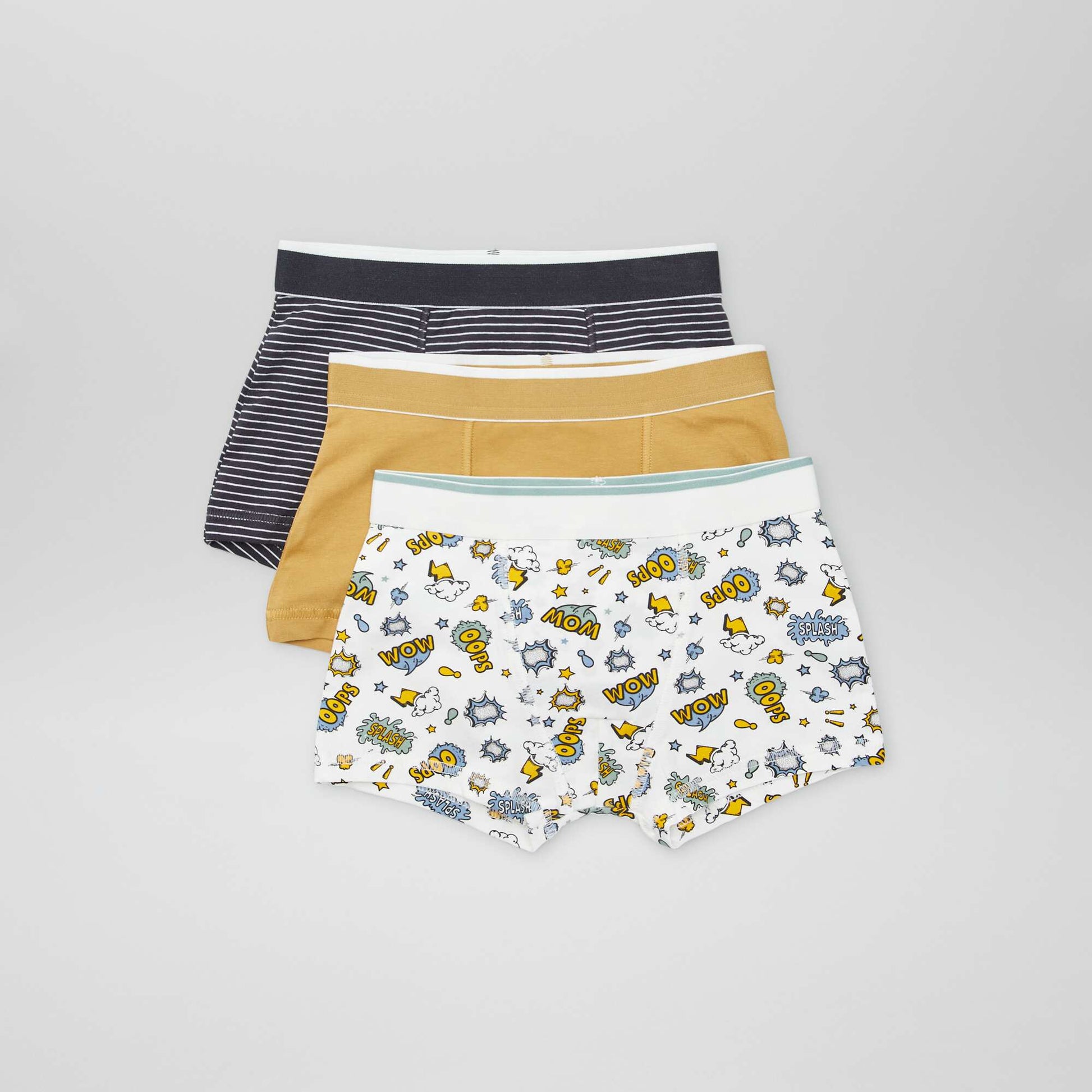 Lot de 3 boxers Blanc/bleu marine/beige