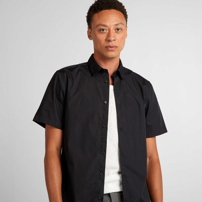 Chemise droite à manches courtes NOIR
