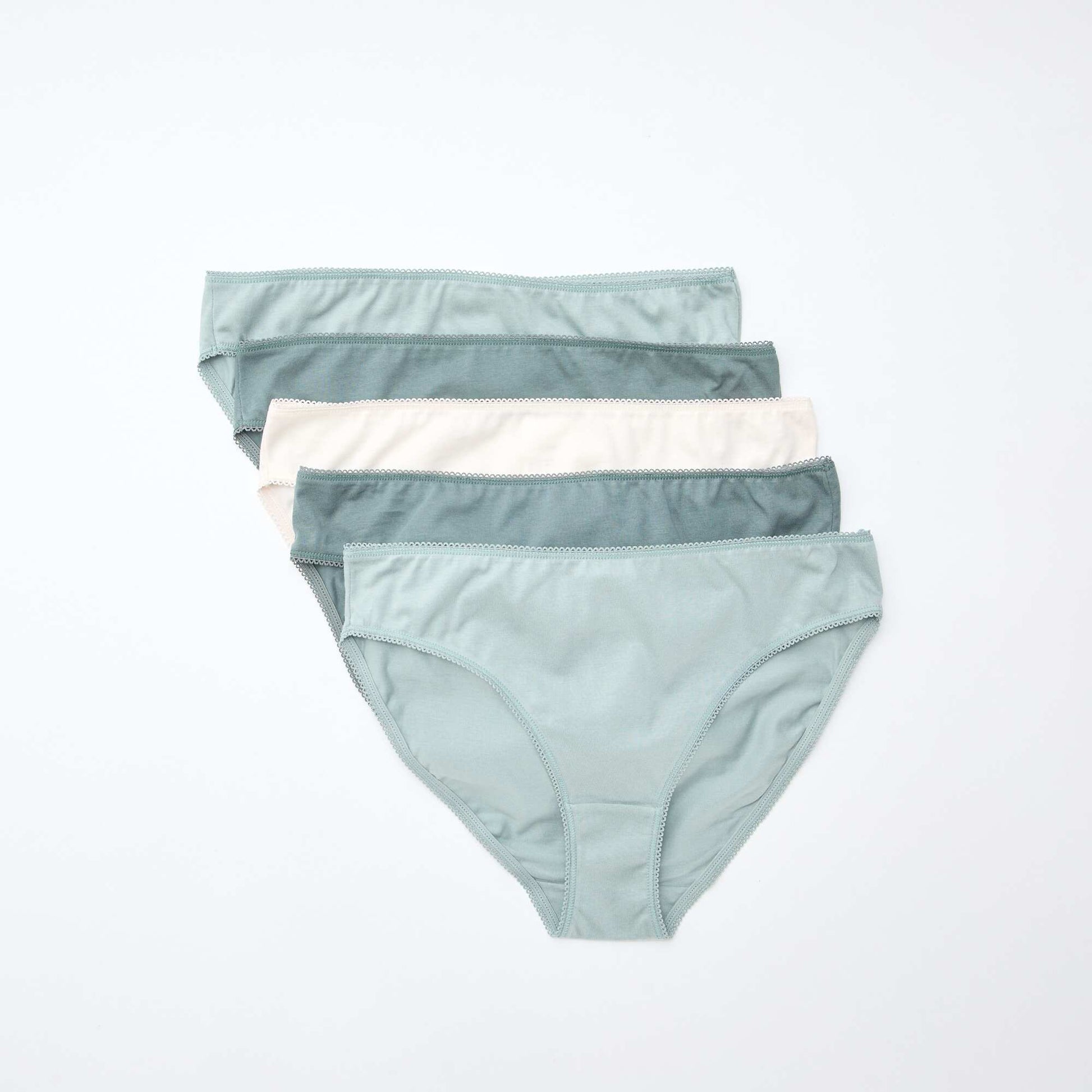 Lot de 5 culottes coton uni VERT