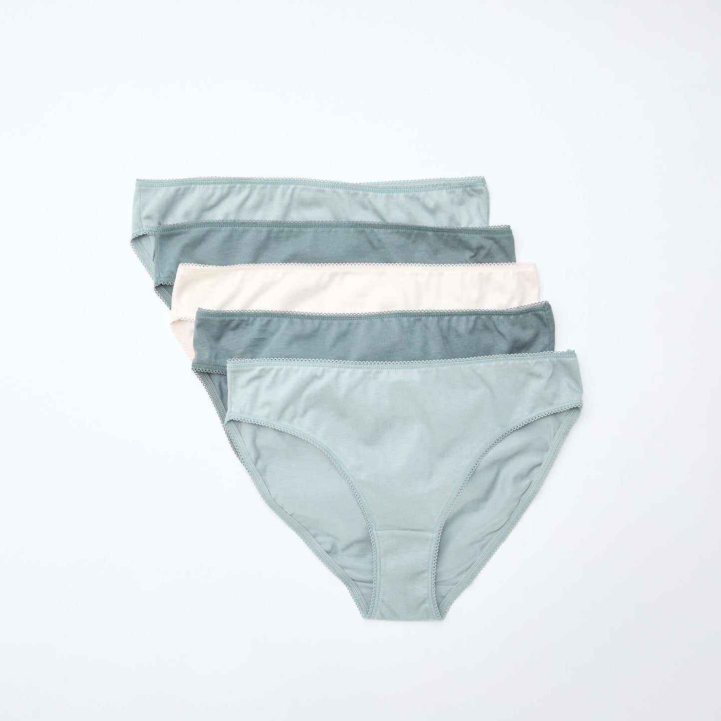 Lot de 5 culottes coton uni VERT