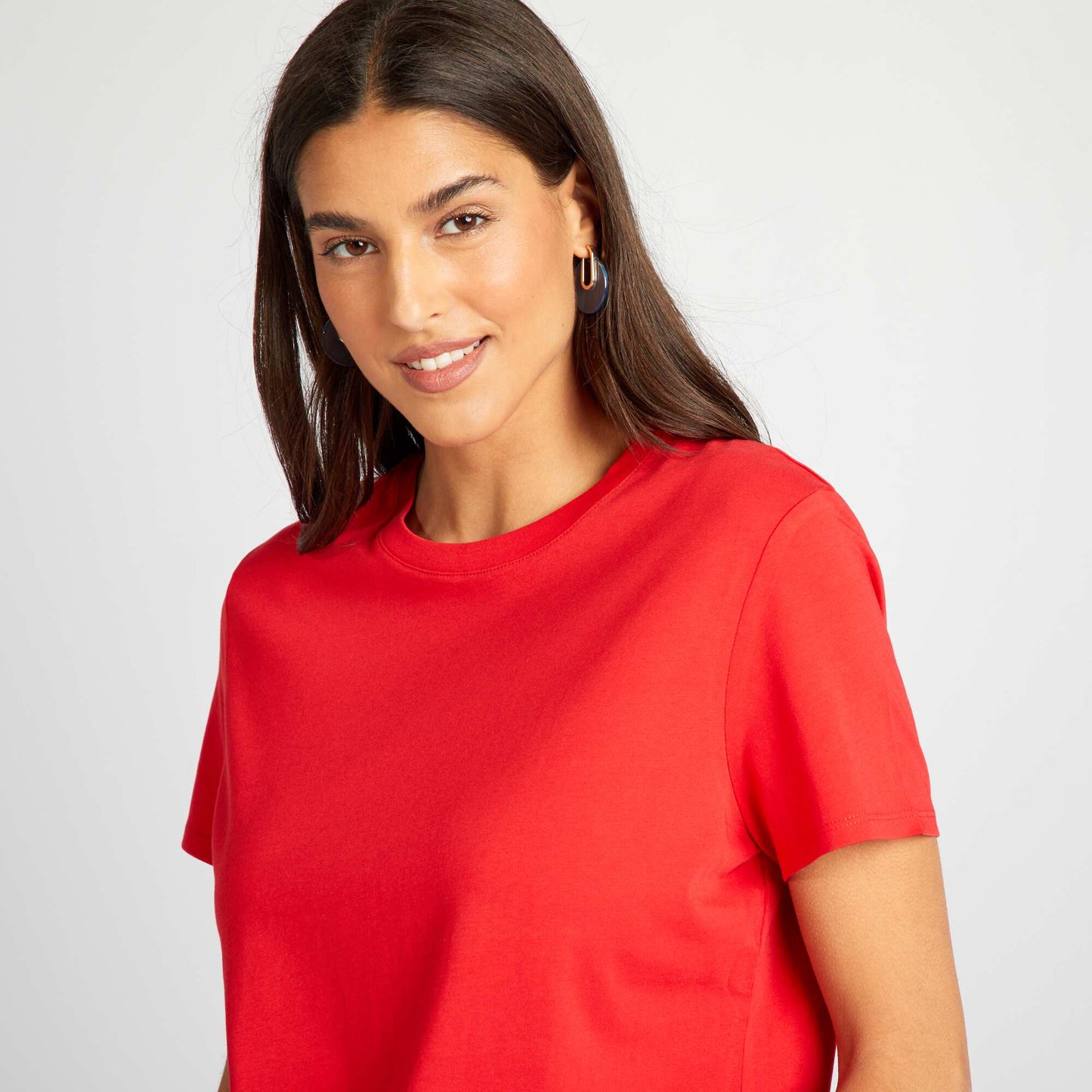 T-shirt uni en jersey ROUGE