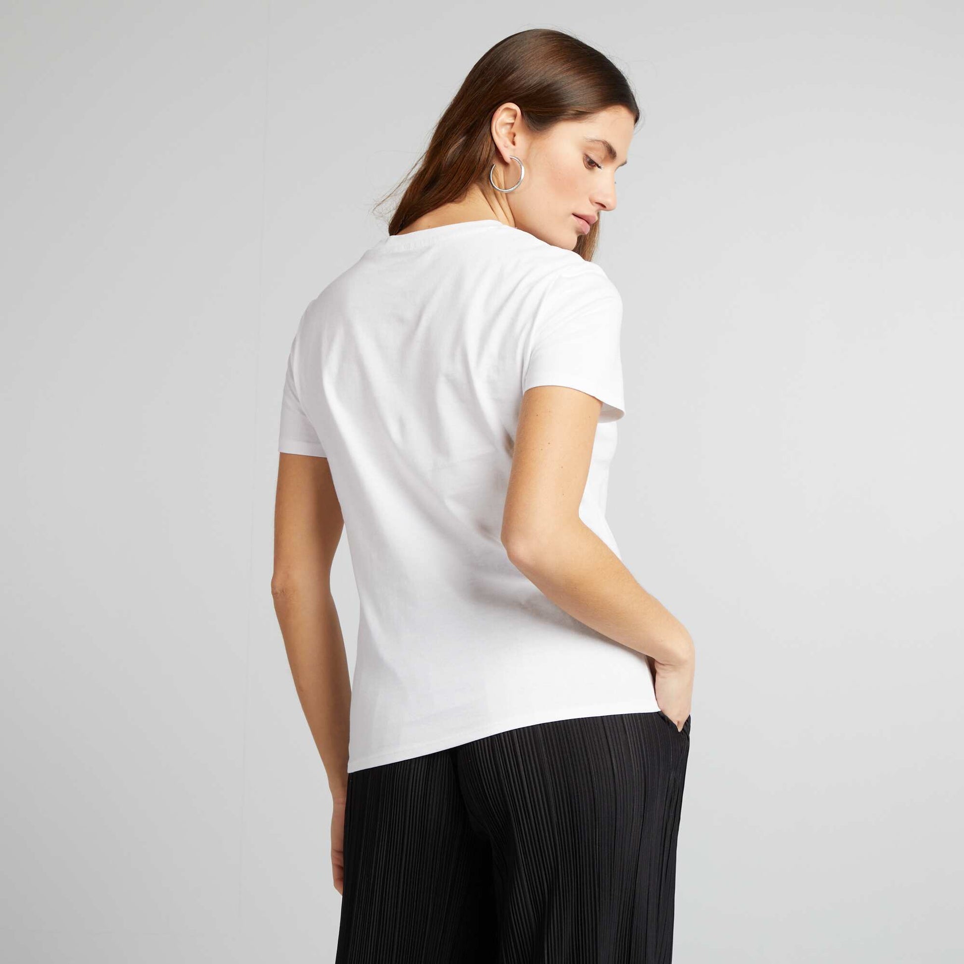 T-shirt en jersey imprimé Blanc 'sunday'