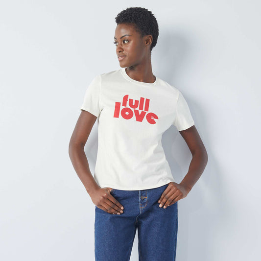 T-shirt en jersey imprim Blanc'full love'