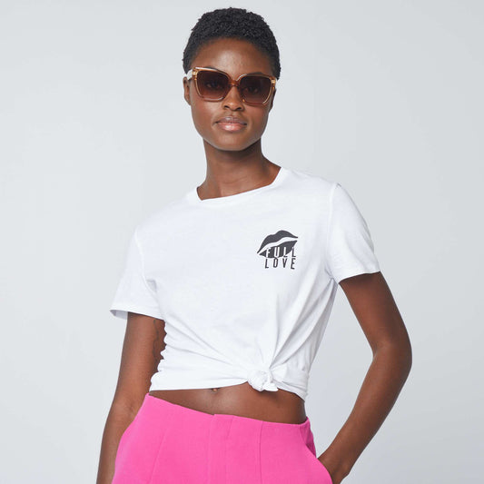 T-shirt en jersey imprim Blanc