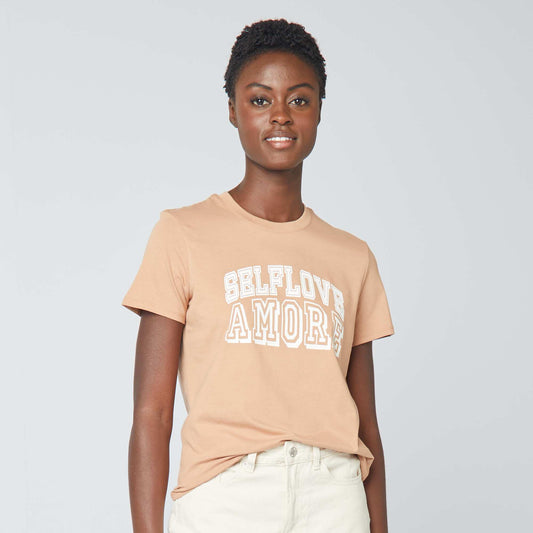 T-shirt en jersey imprim MARRON