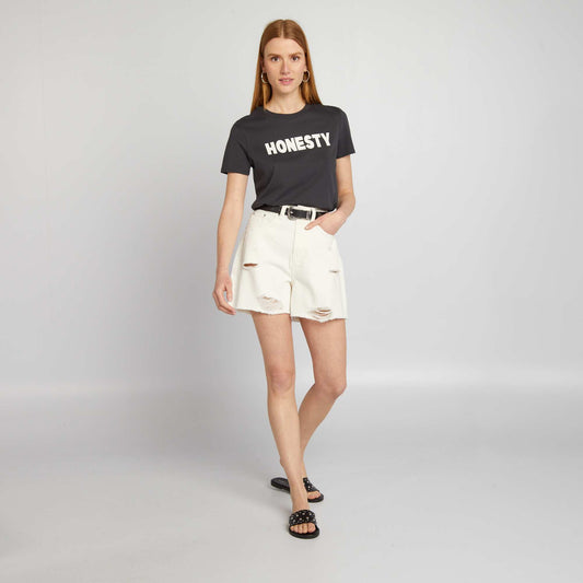 T-shirt en jersey imprim NOIR