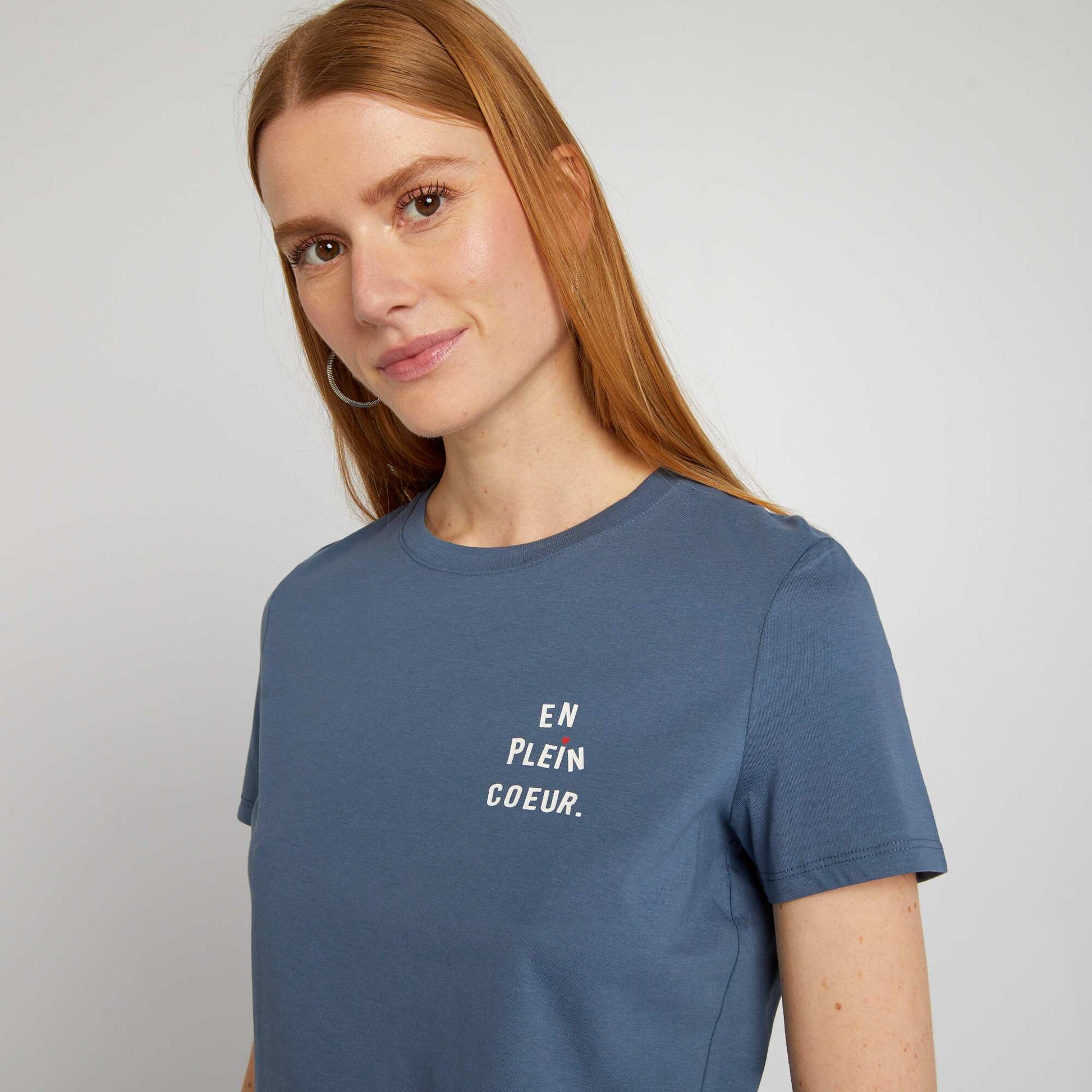 T-shirt en jersey imprim Bleu gris