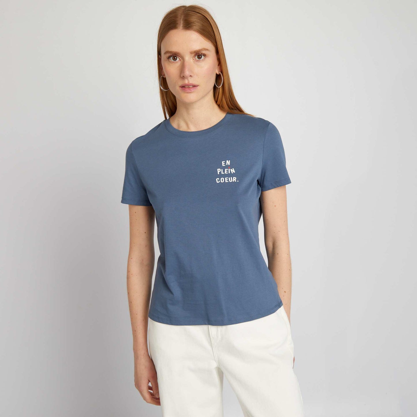 T-shirt en jersey imprimé Bleu gris