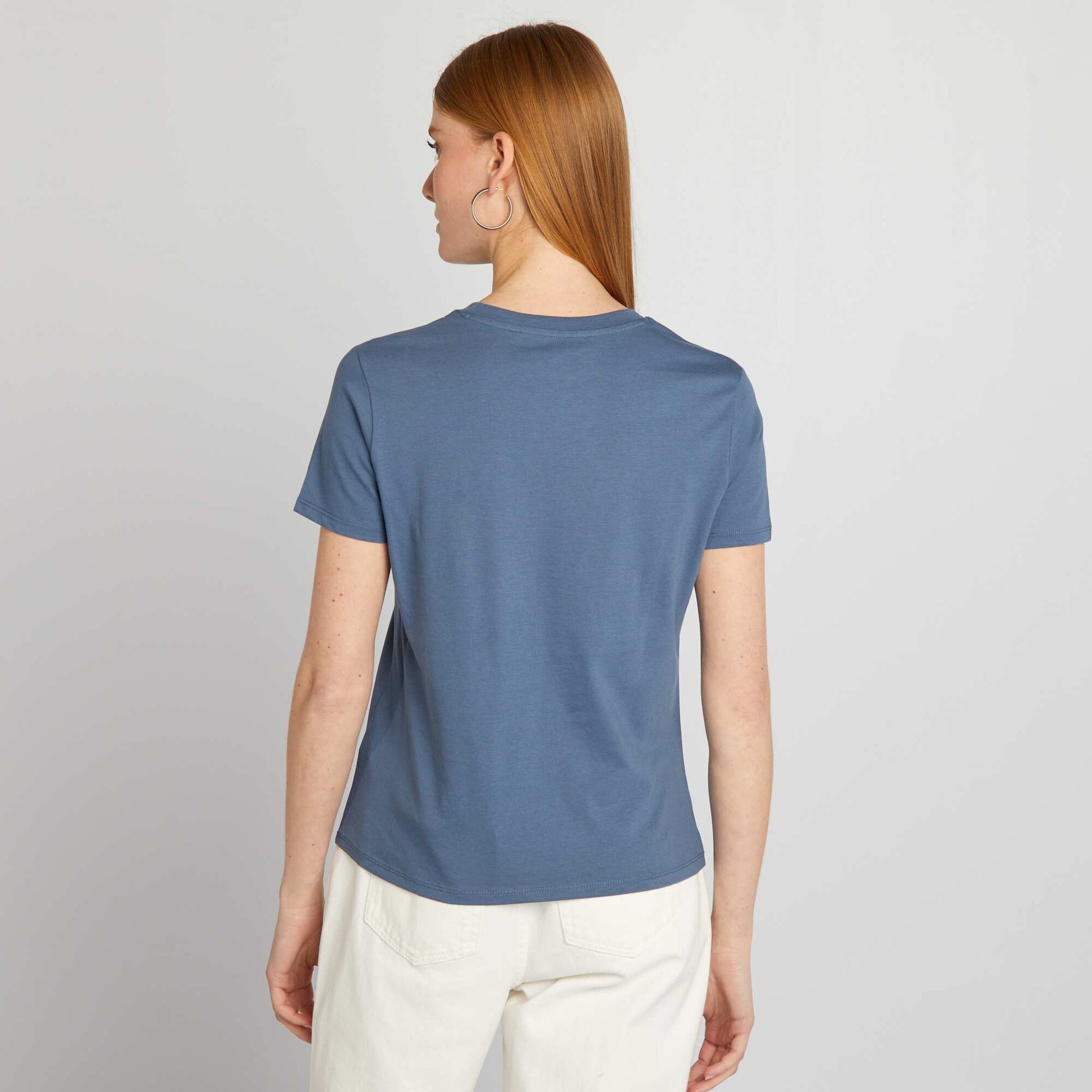 T-shirt en jersey imprim Bleu gris