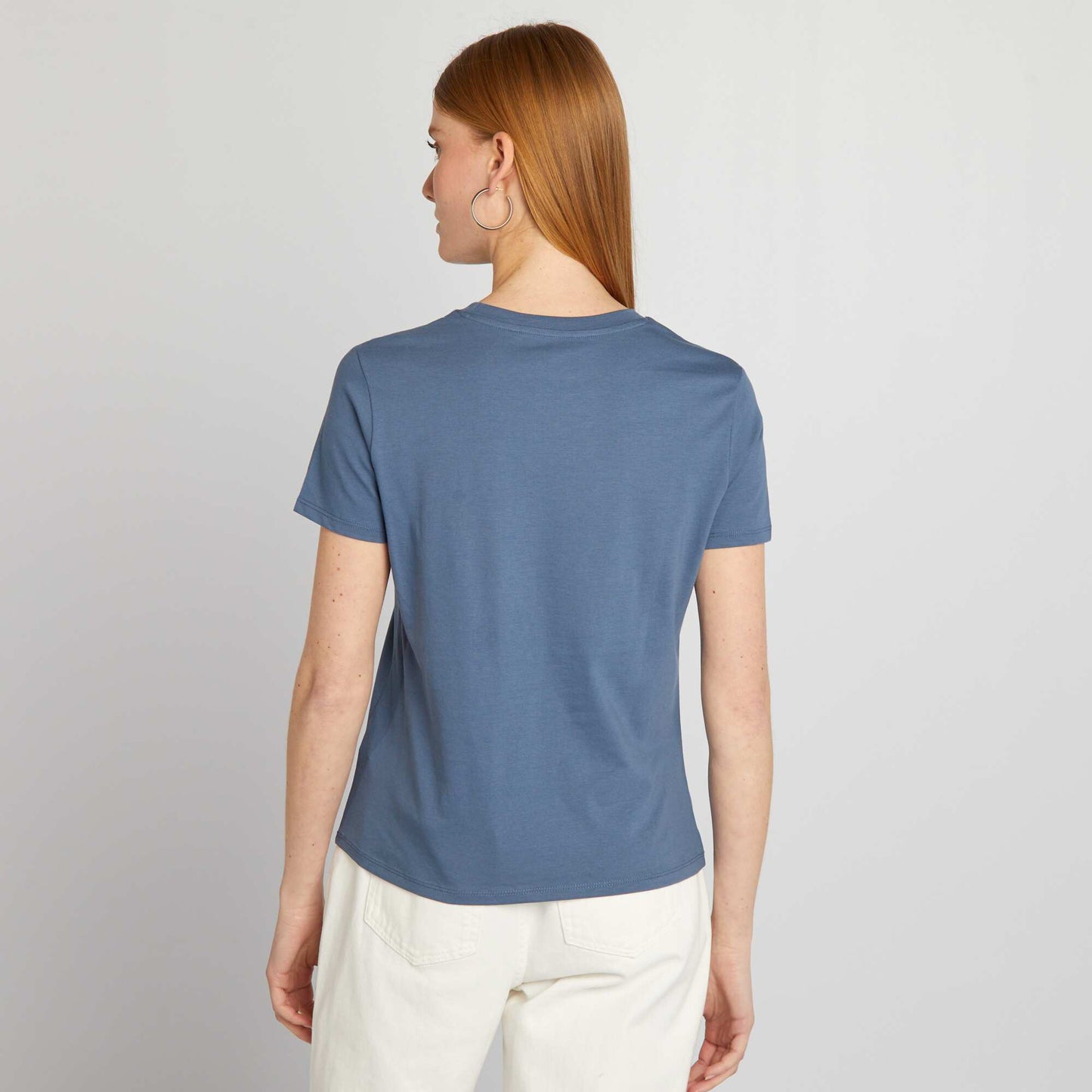 T-shirt en jersey imprimé Bleu gris