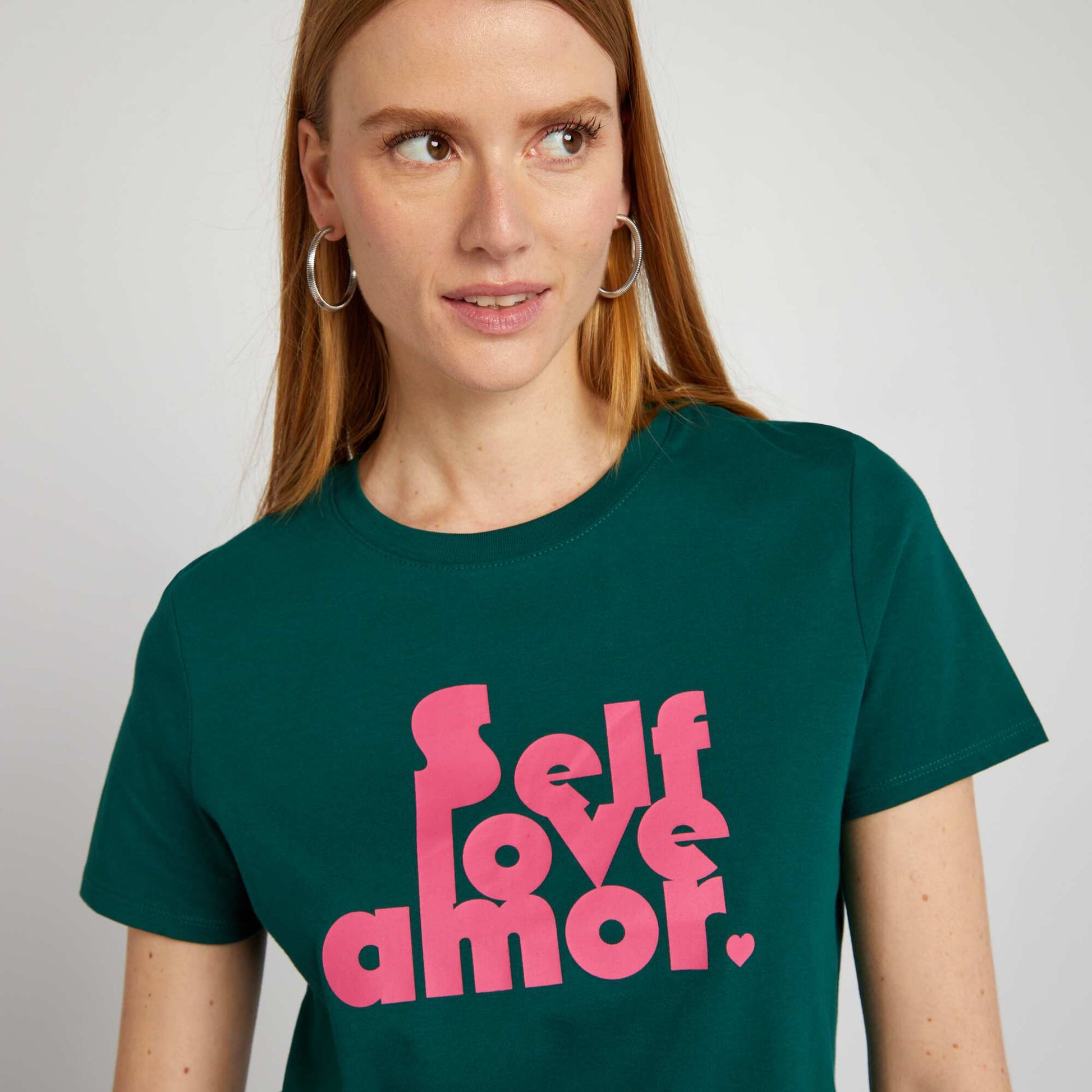 T-shirt en jersey imprim Vert fonc