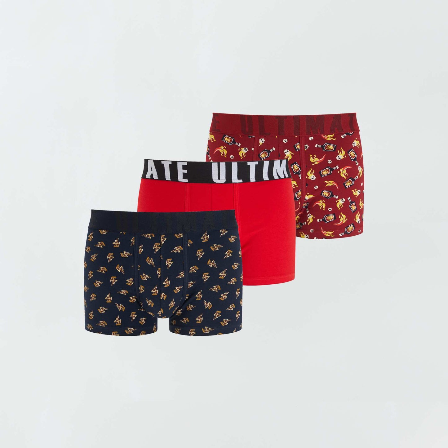 Lot de 3 boxers fantaisie Marine/rouge