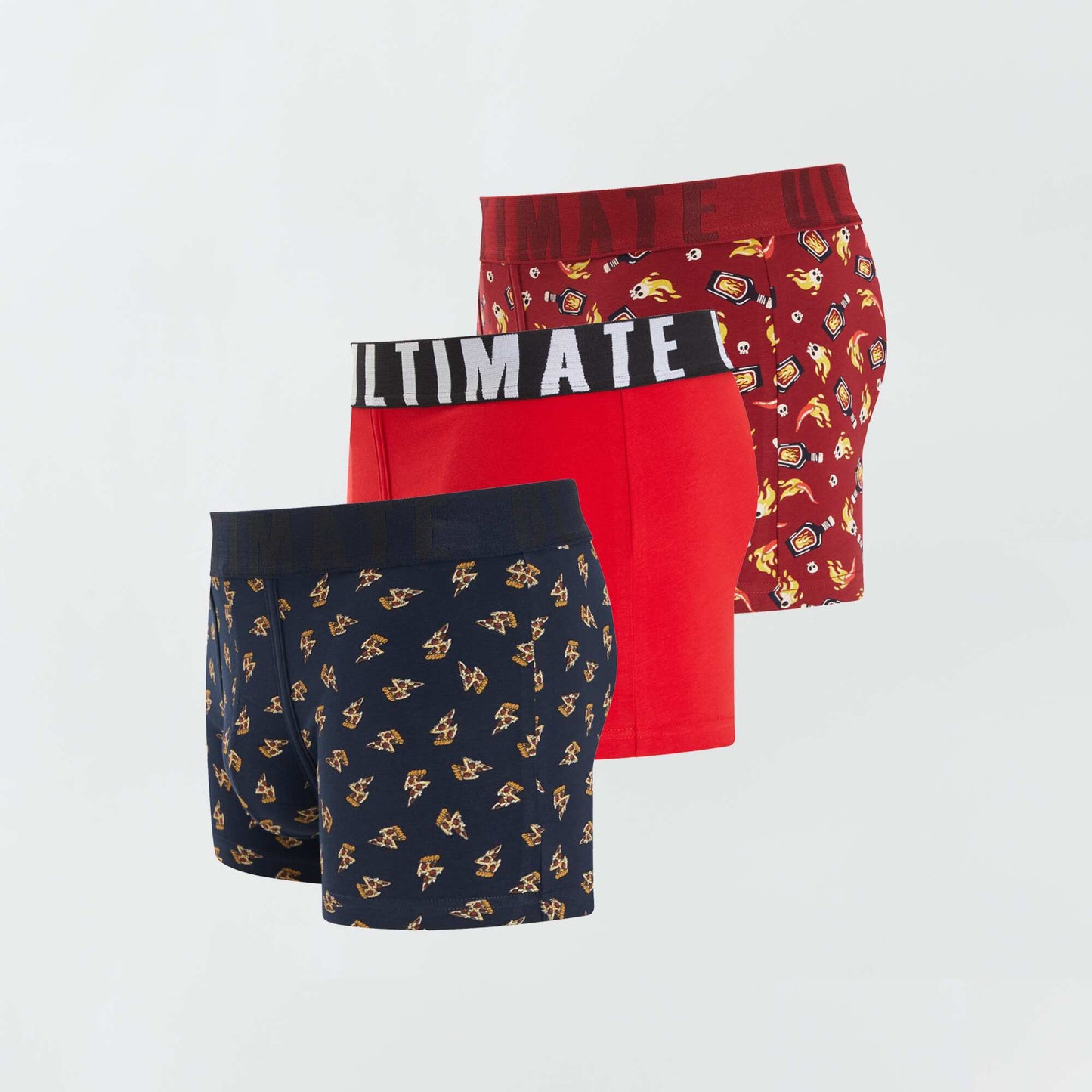 Lot de 3 boxers fantaisie Marine/rouge