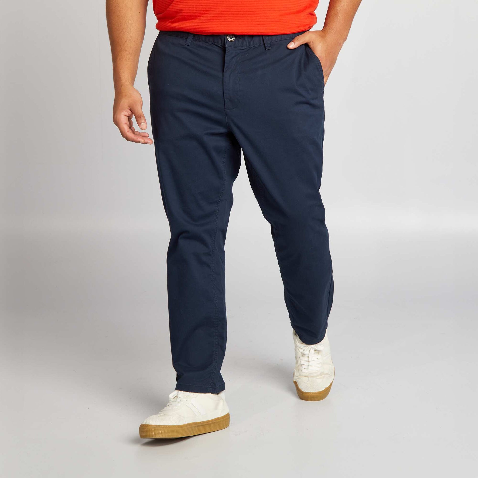 Chino slim en coton stretch - L30 BLEU MARINE