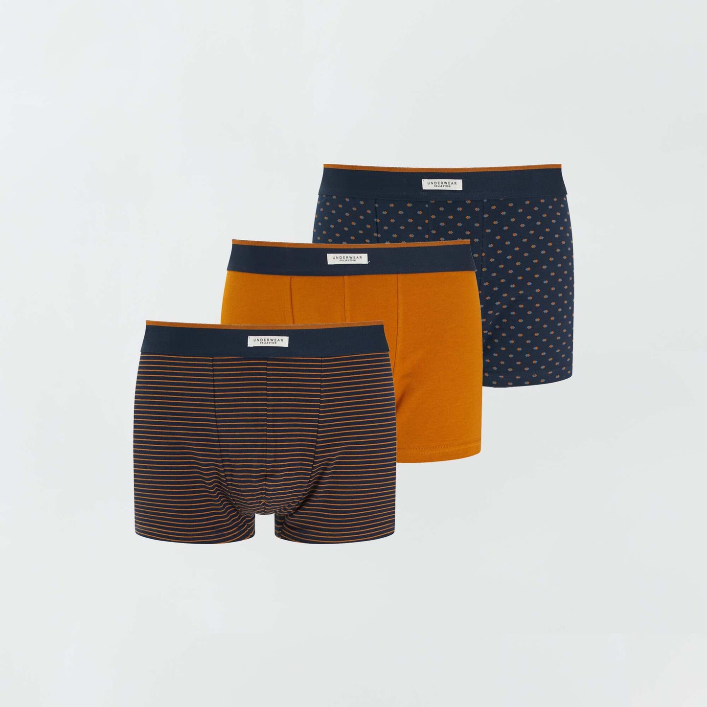 Lot de 3 boxers Moutarde/Marine