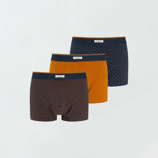 Lot de 3 boxers Moutarde/Marine