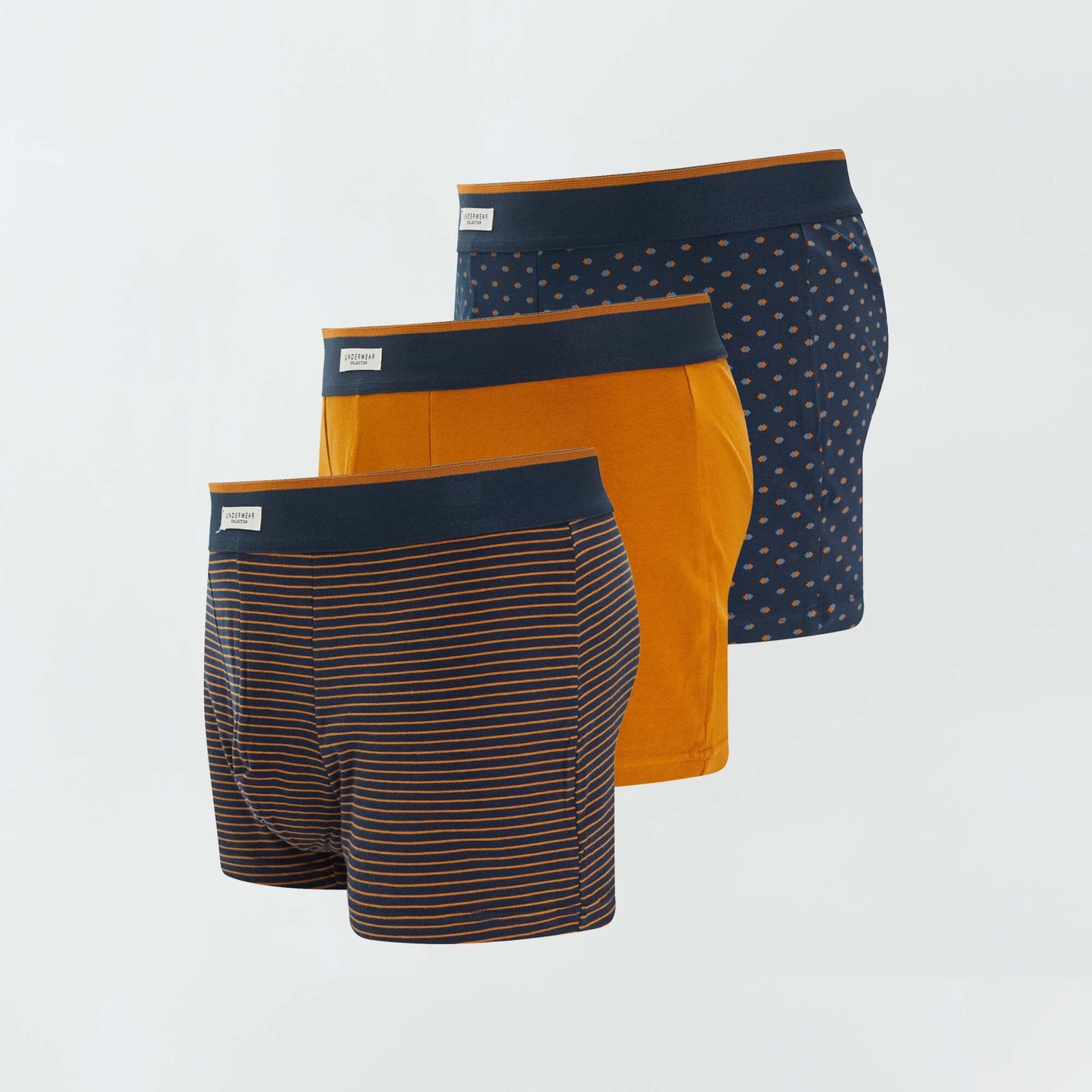 Lot de 3 boxers Moutarde/Marine