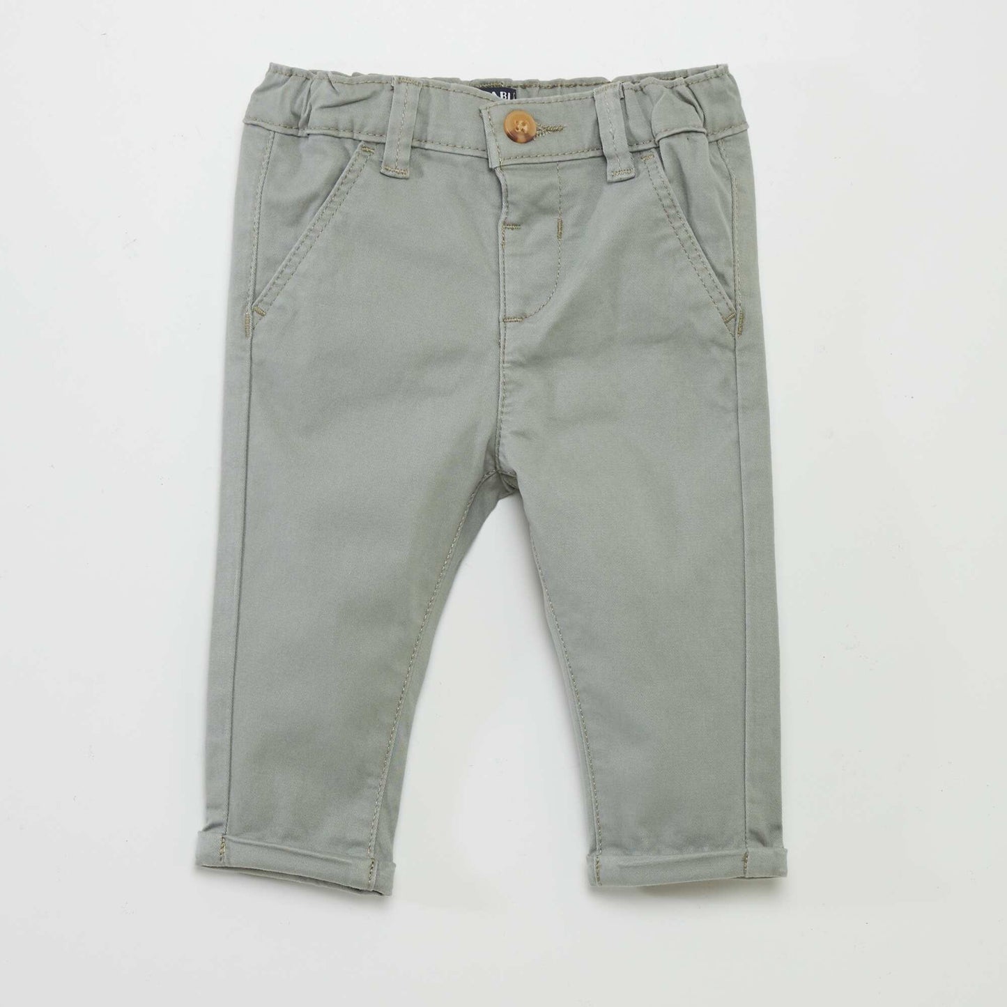 Pantalon chino uni Vert olive