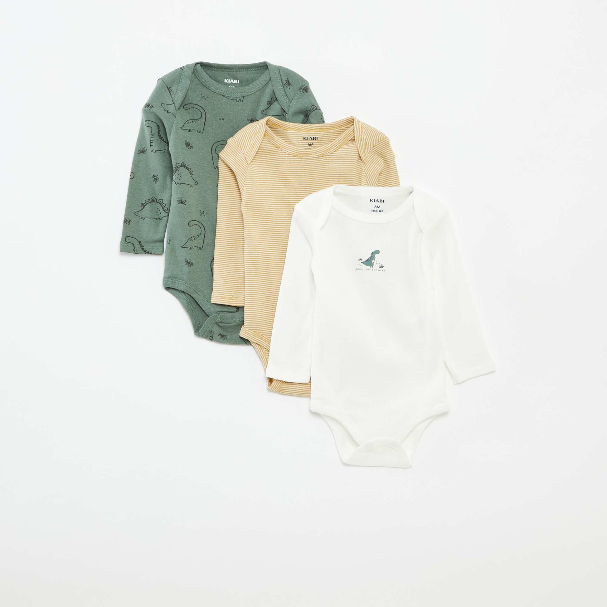 Lot de 3 bodies manches longues VERT